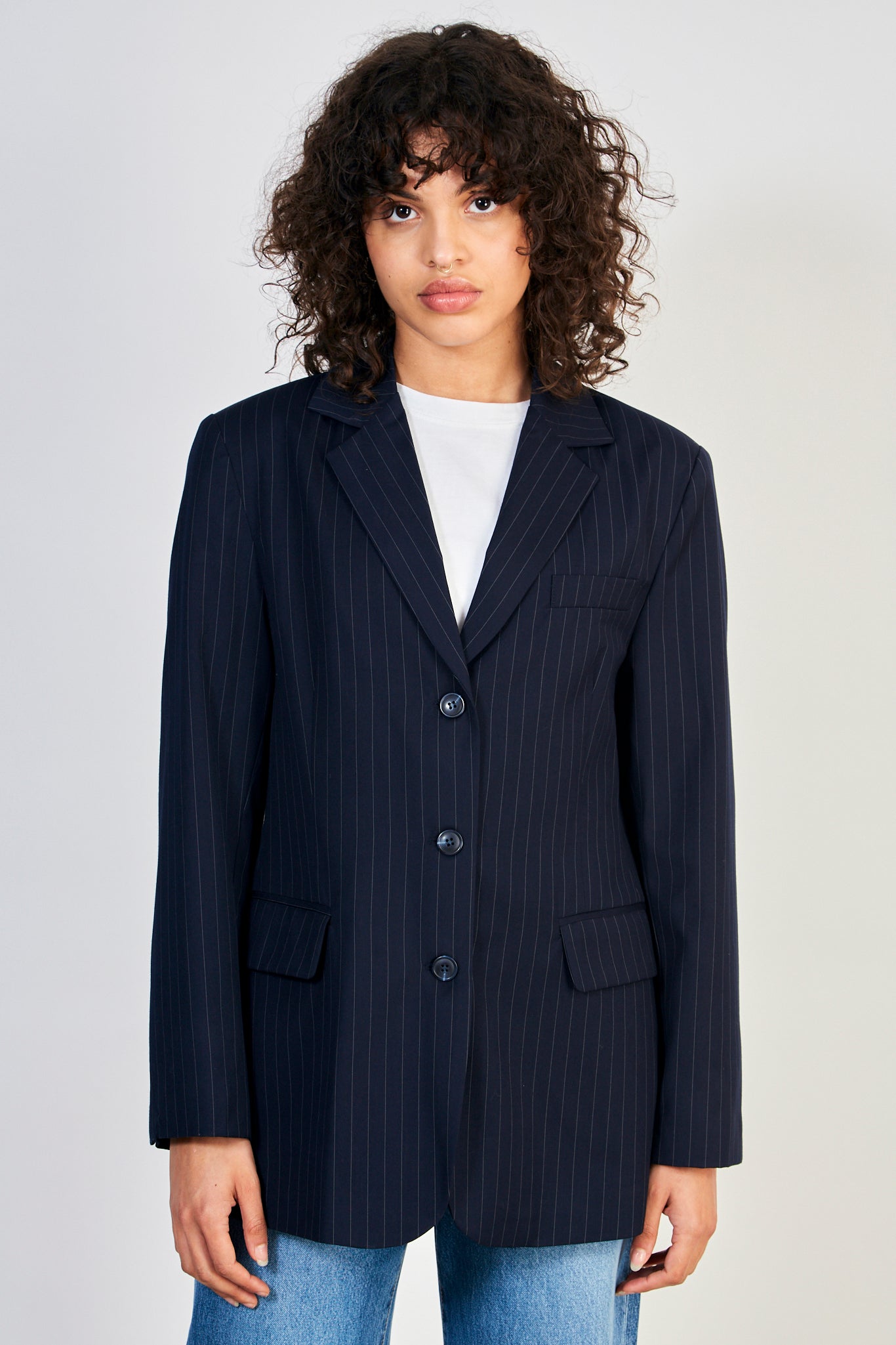 Navy pinstripe blazer_1