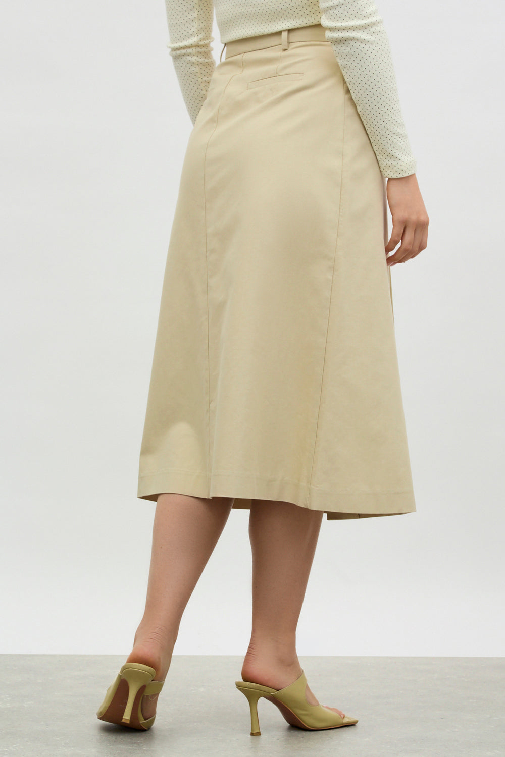 Beige asymmetric wrap skirt_2