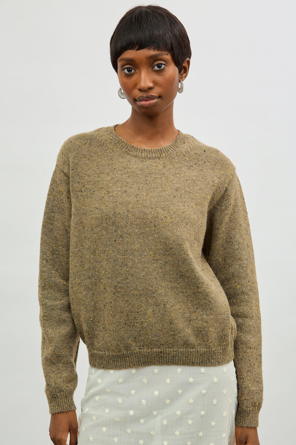 Beige flecked wool blend jumper_1