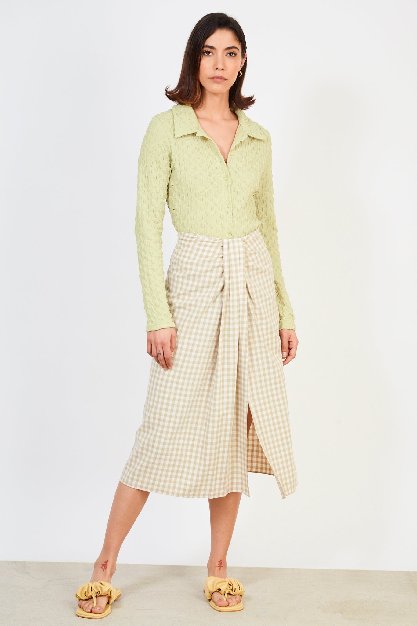 Beige gingham skirt_5