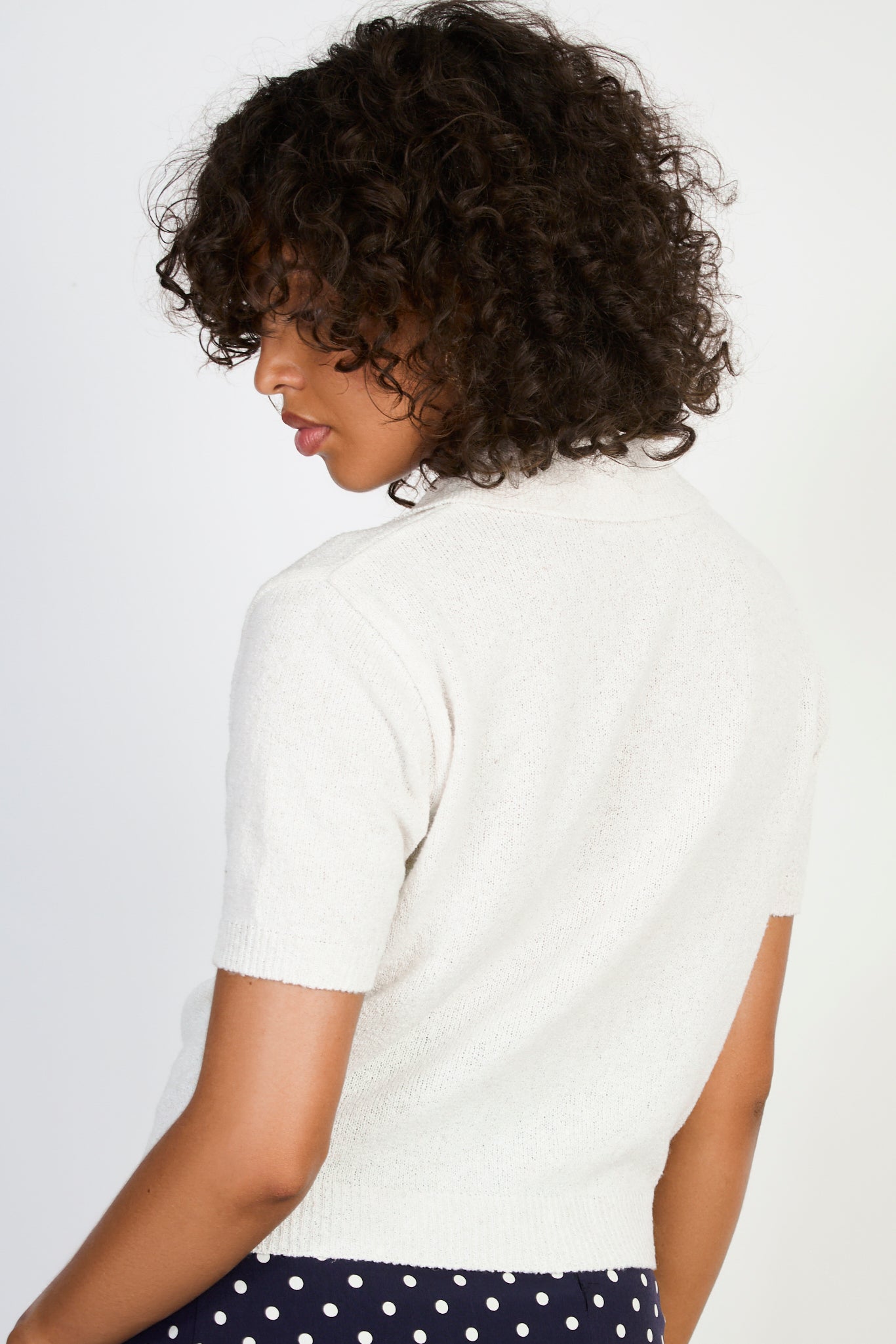 Beige linen blend collared cardigan_2