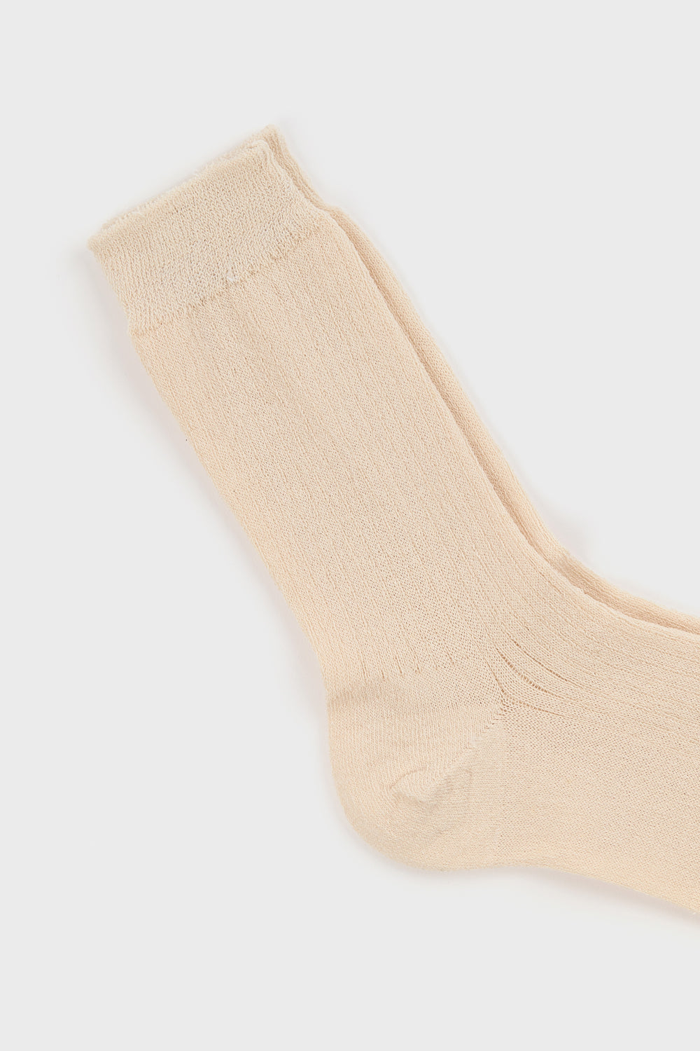 Beige linen blend ribbed socks_2