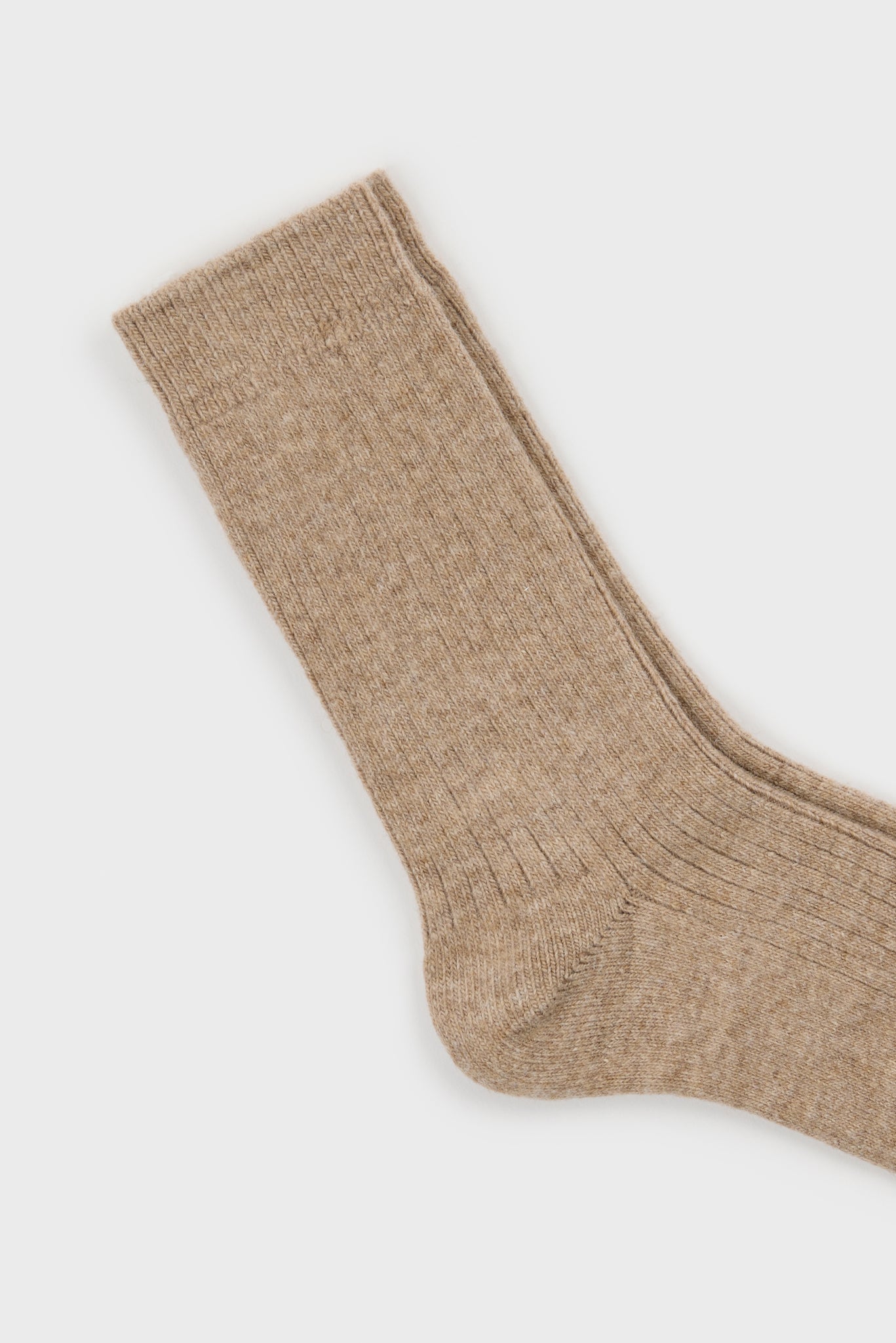 Beige ribbed cashmere wool blend socks_2
