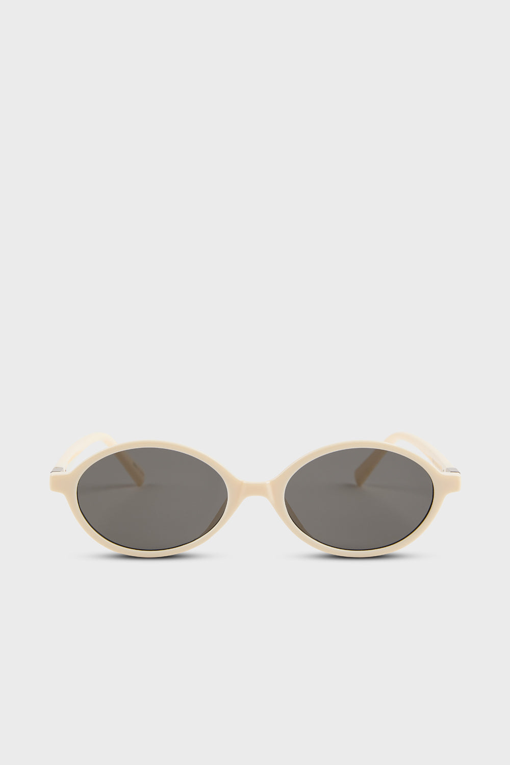 Beige slim oval frame sunglasses_1