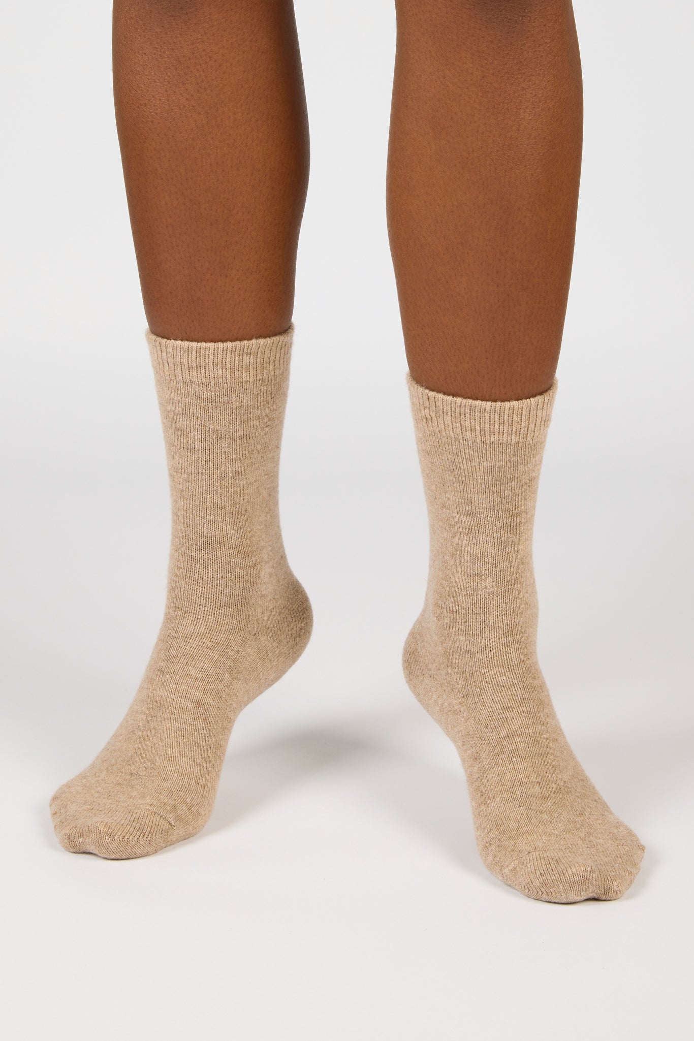 Beige smooth cashmere wool blend socks_4