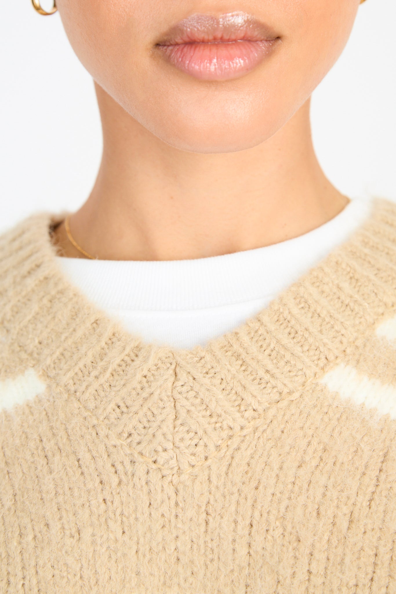 Beige striped wool blend sweater vest_3