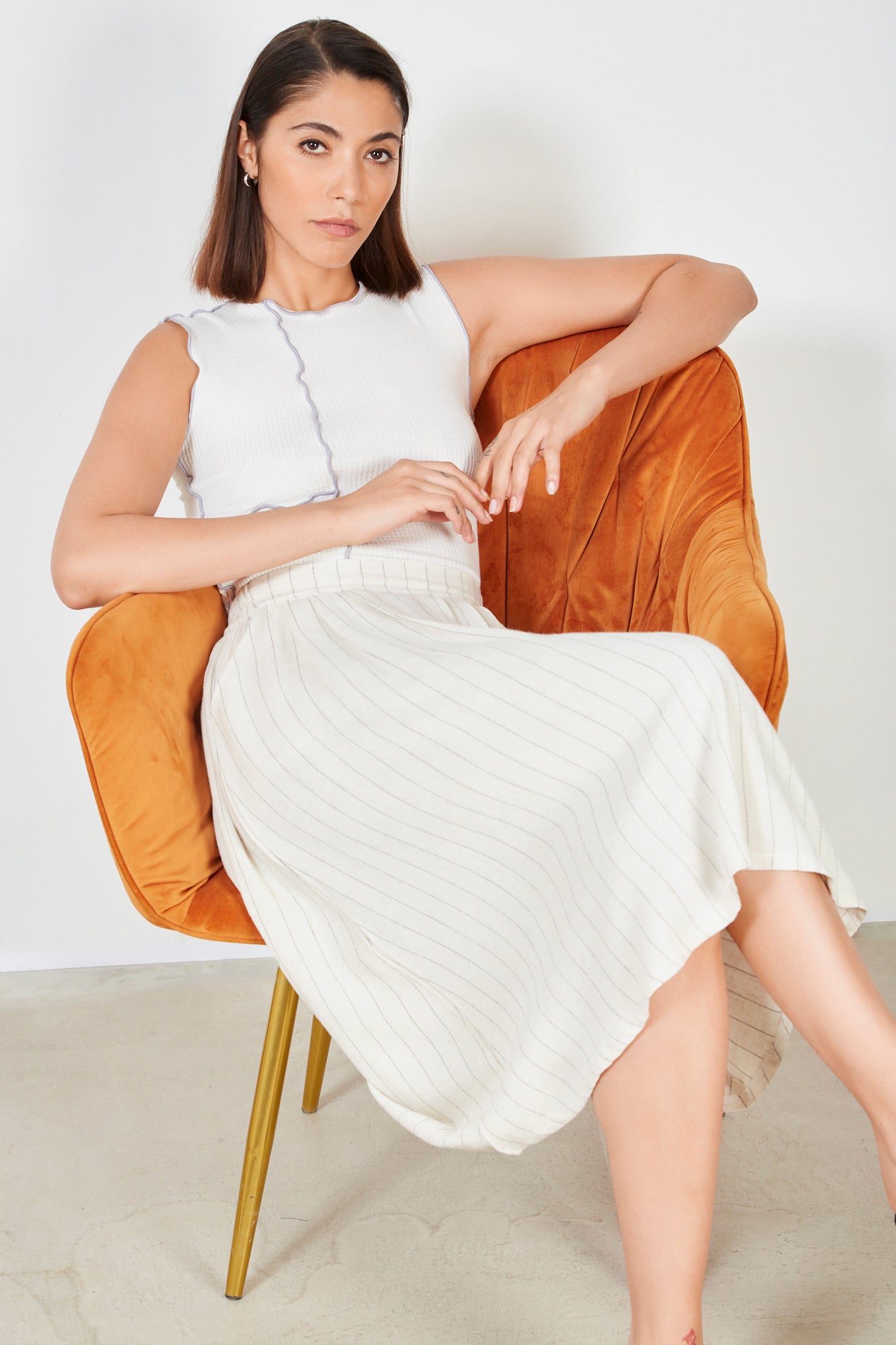 Beige and black pinstripe skirt_5