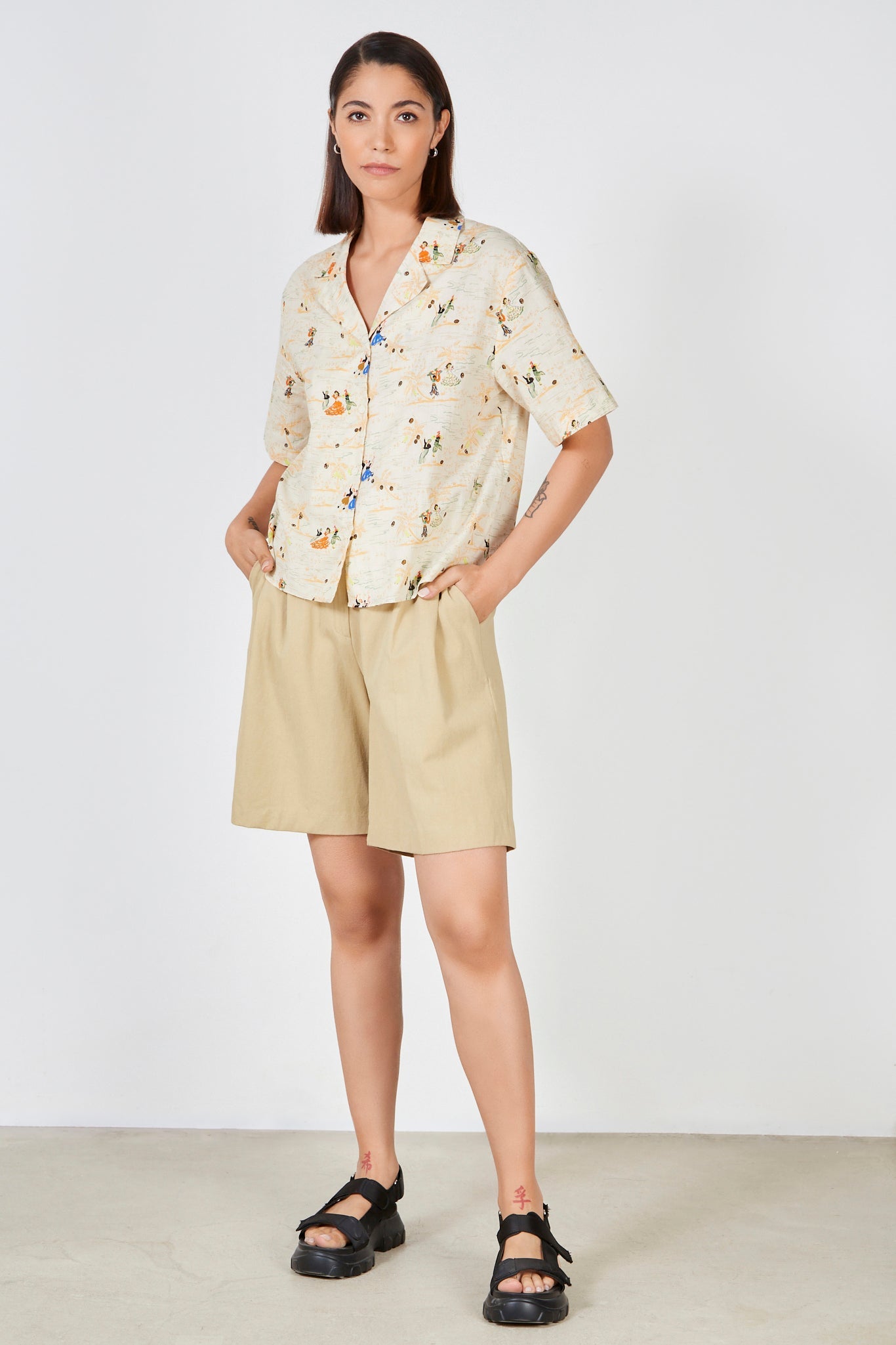Beige and orange tropical tiny dancers shirt_3