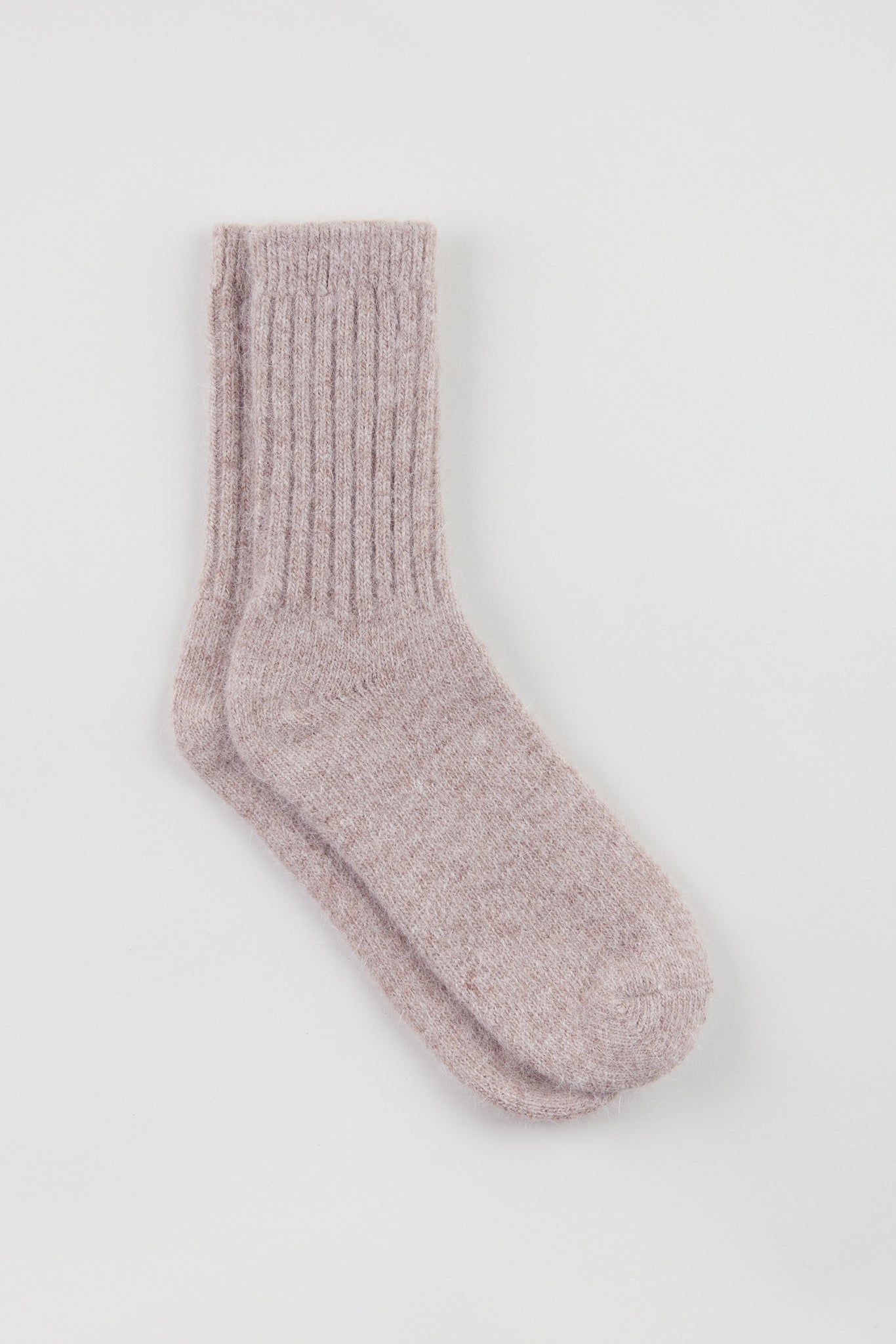 Beige angora ribbed socks_1