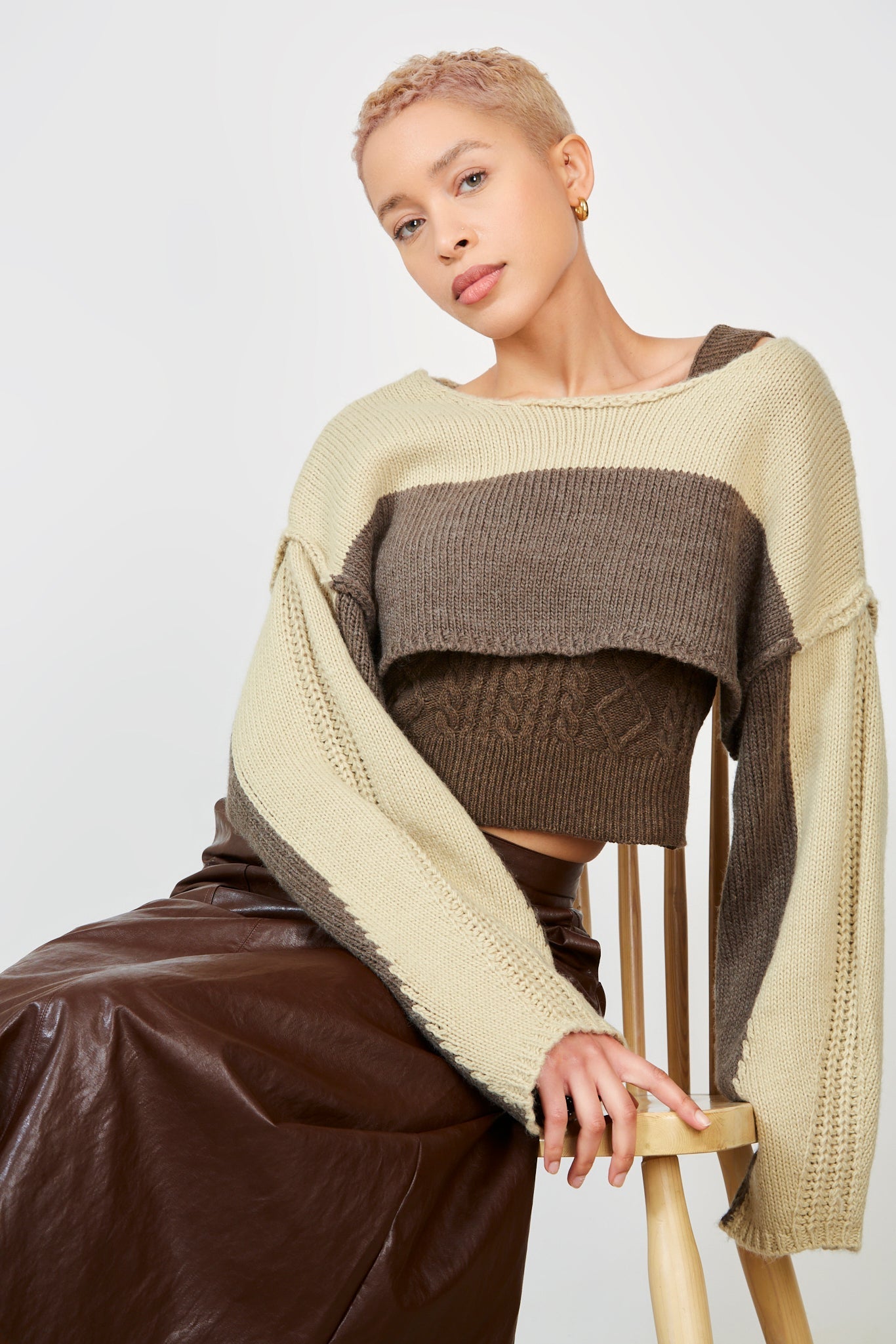 Beige colourblock wide jumper_5