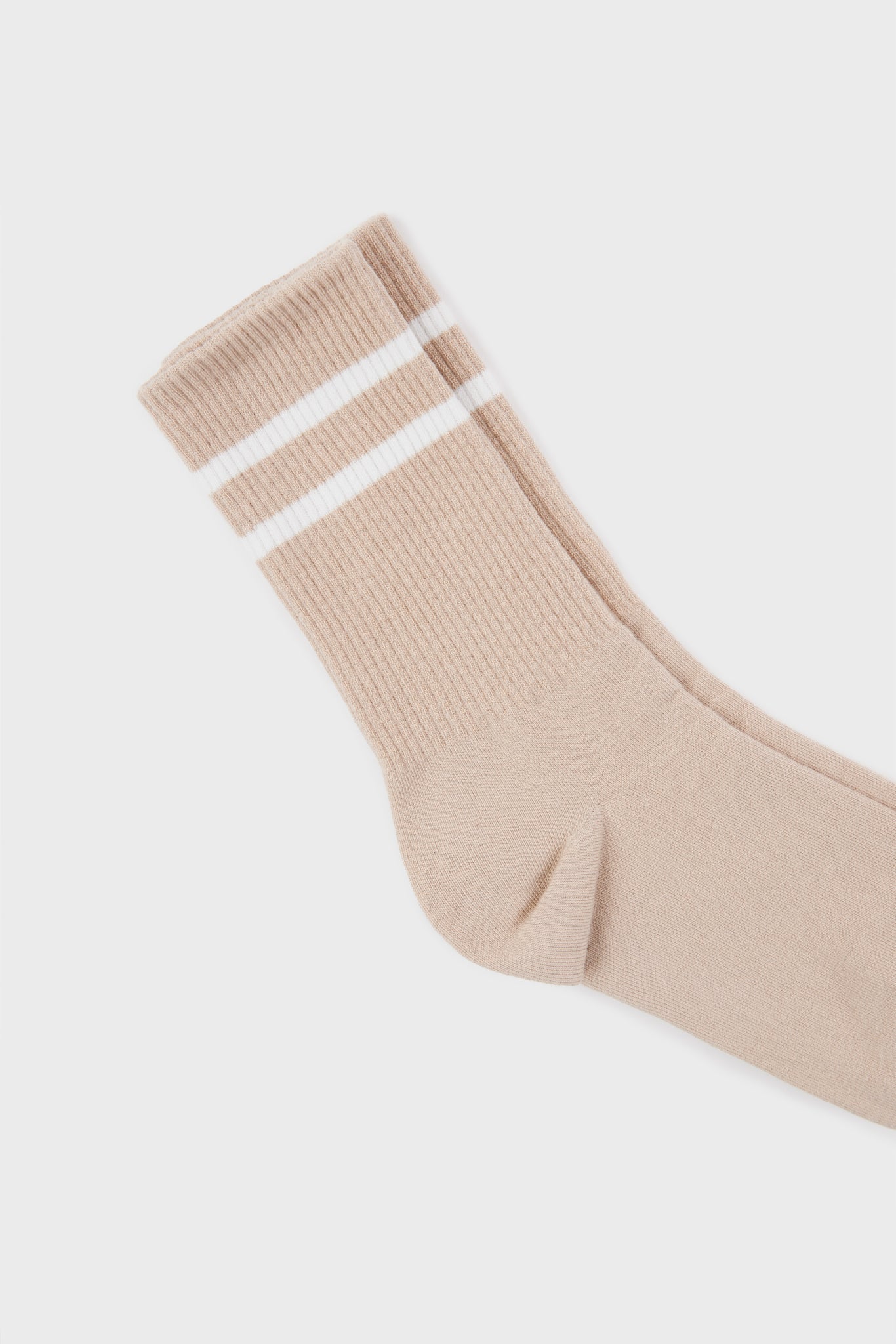 Beige double varsity stripe socks_3
