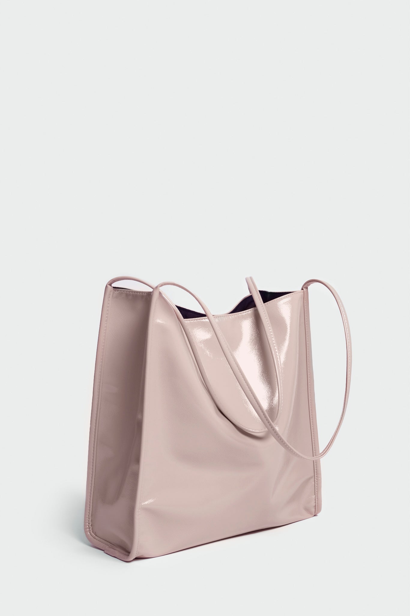 Beige high shine PVC tote bag_5