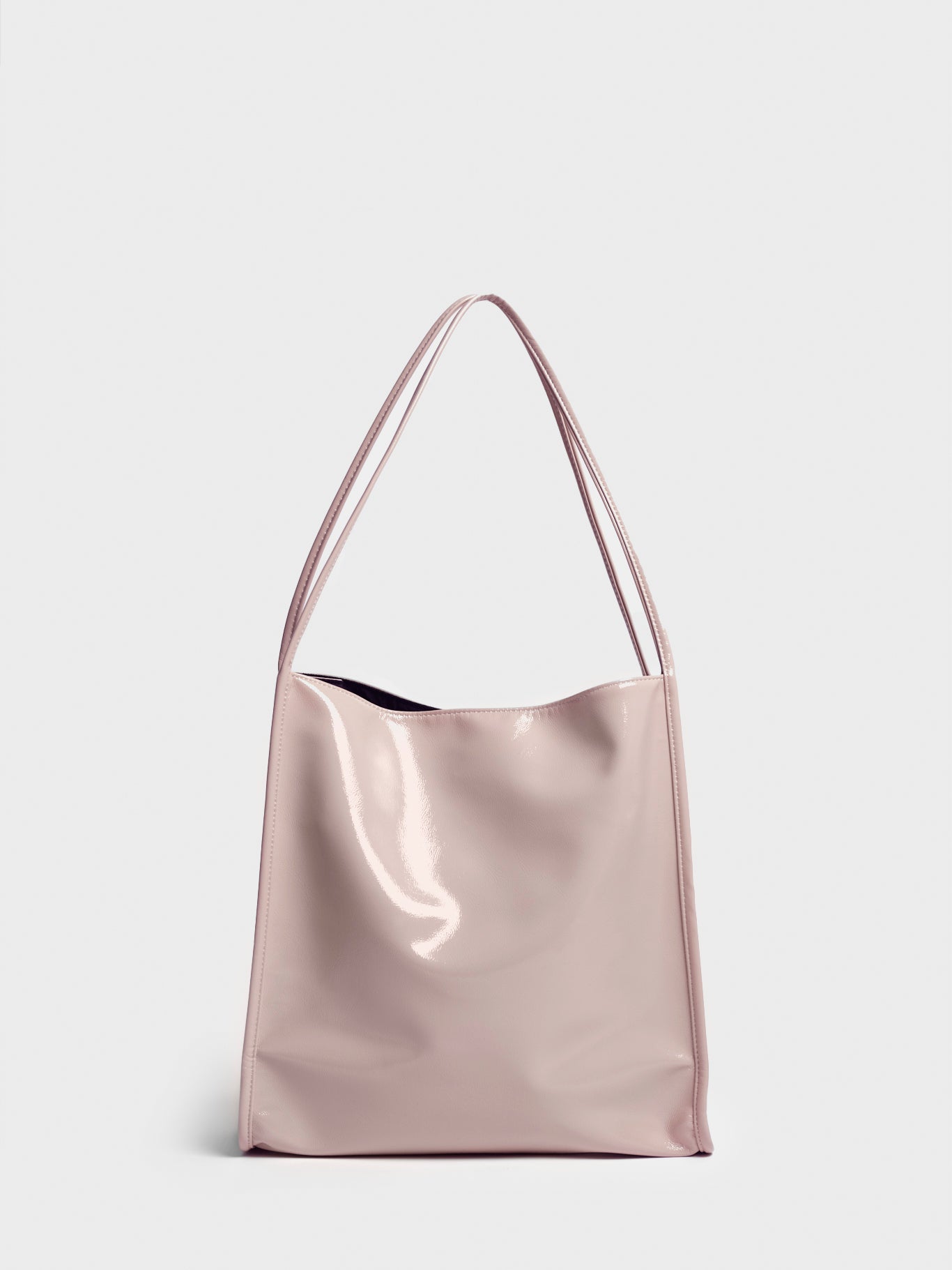 Beige high shine PVC tote bag_4