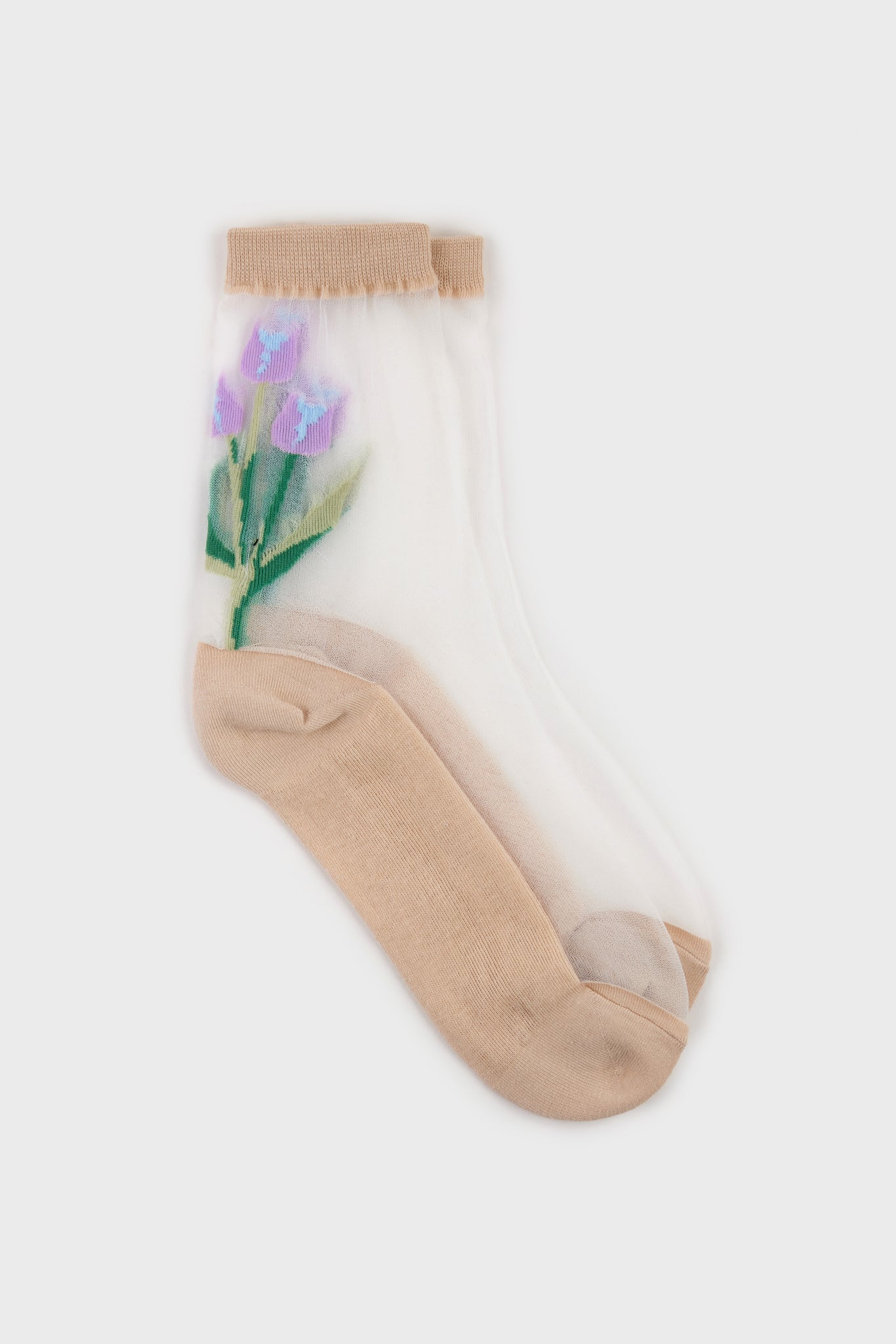 Beige sheer tulip socks_2