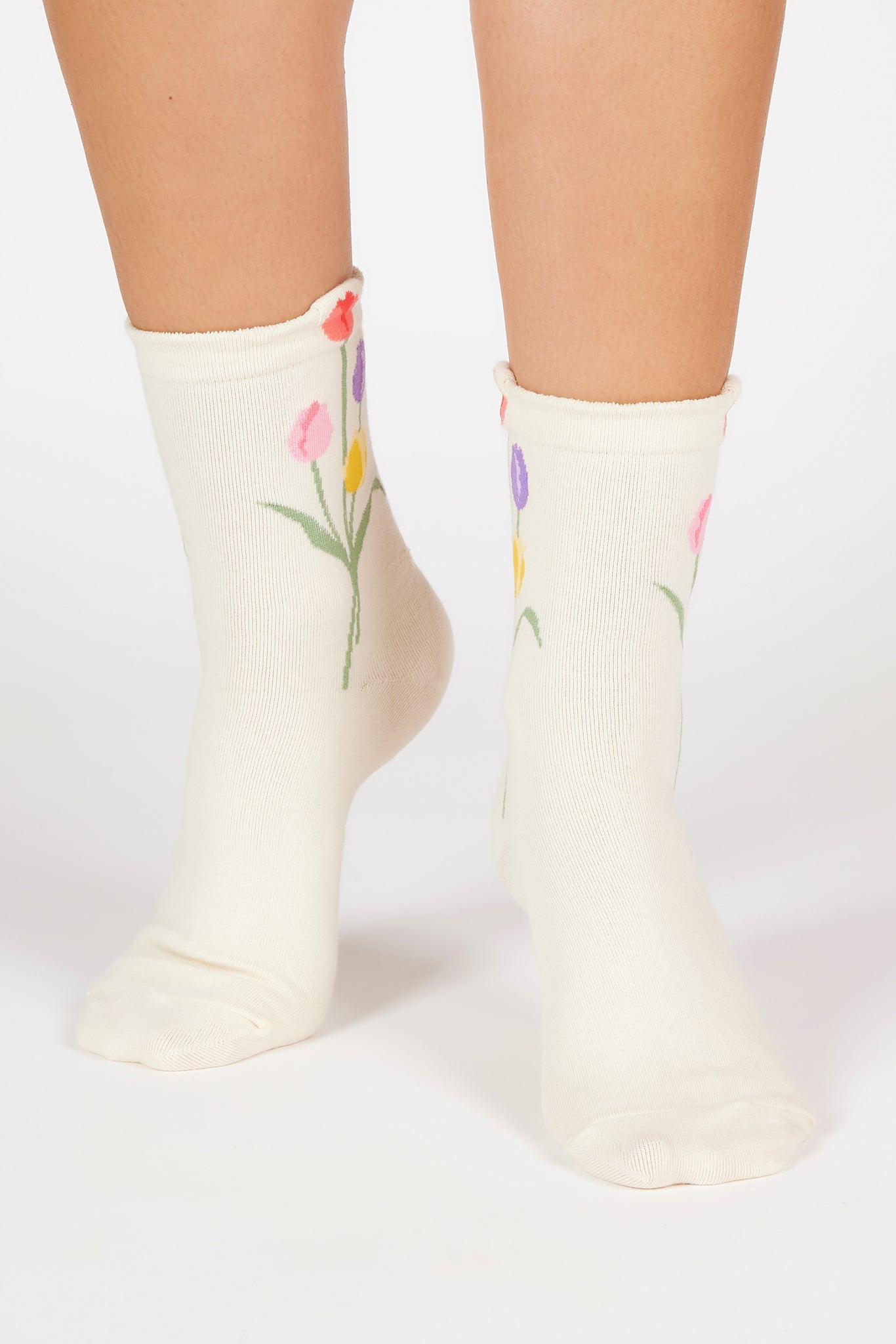 Beige tulip ankle socks_4