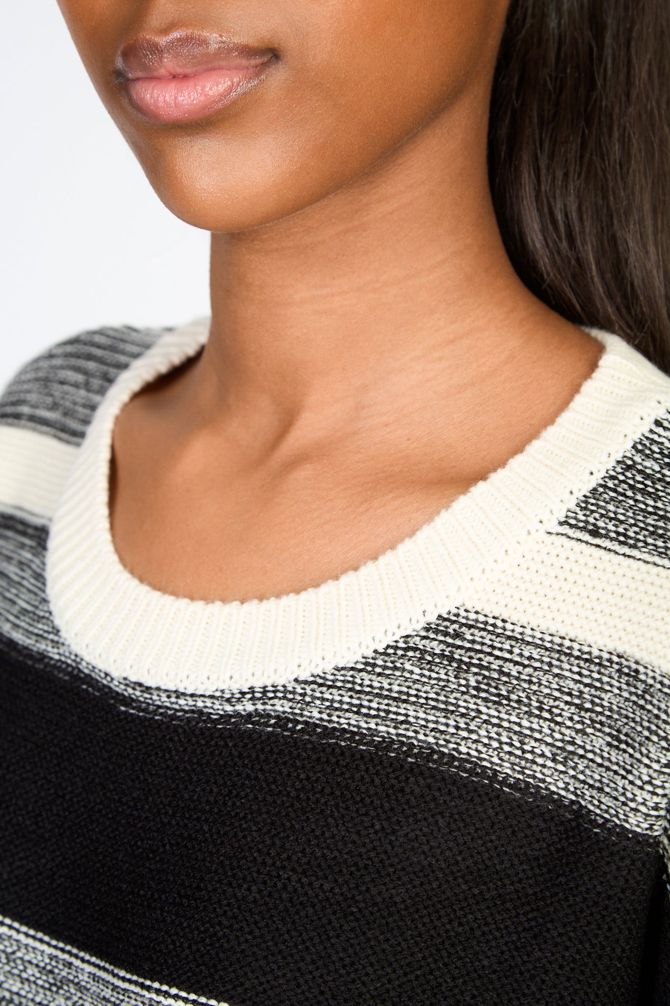 Black and cream fade in horizontal striped jumper_3