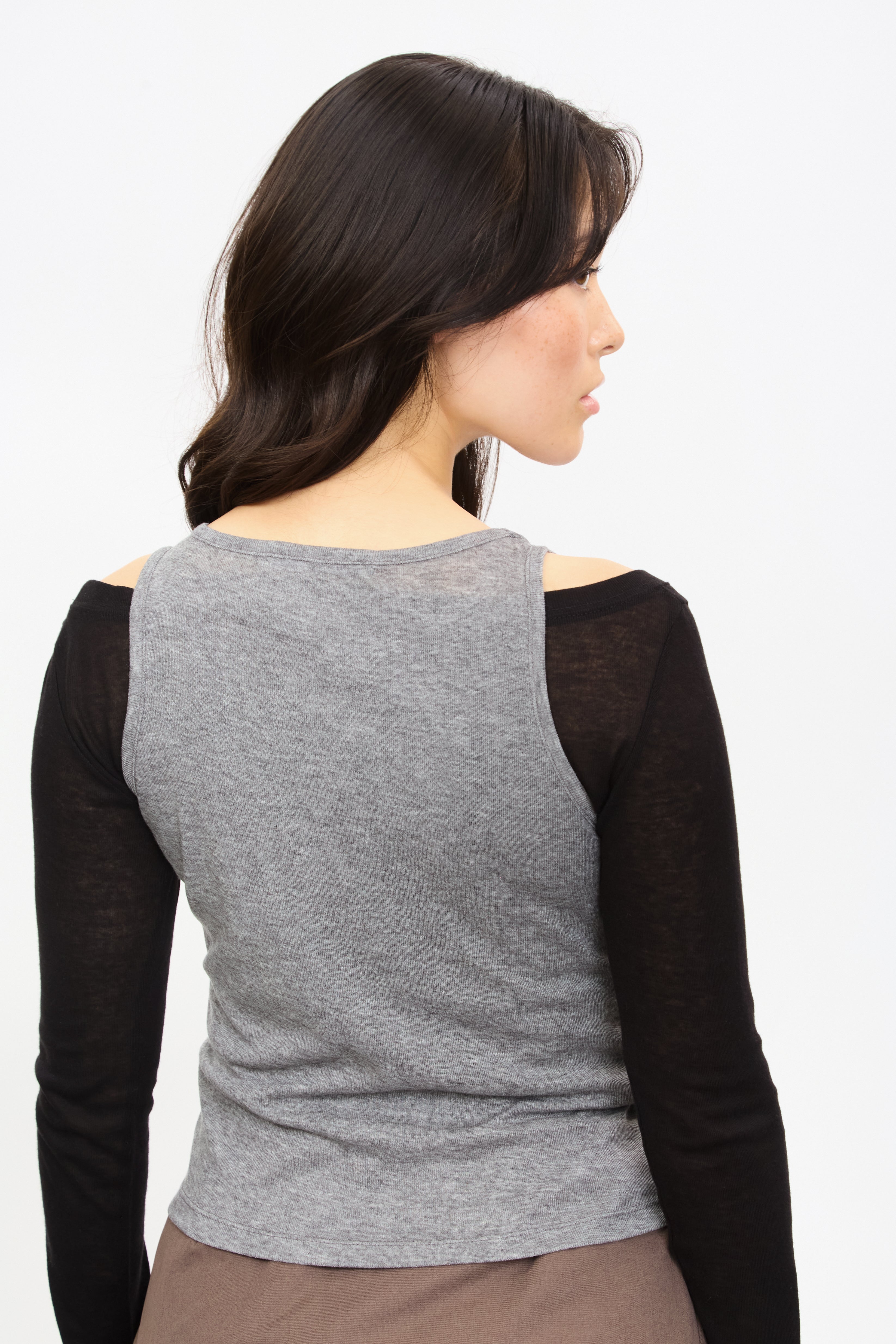 Black and grey jersey tank layered top_2