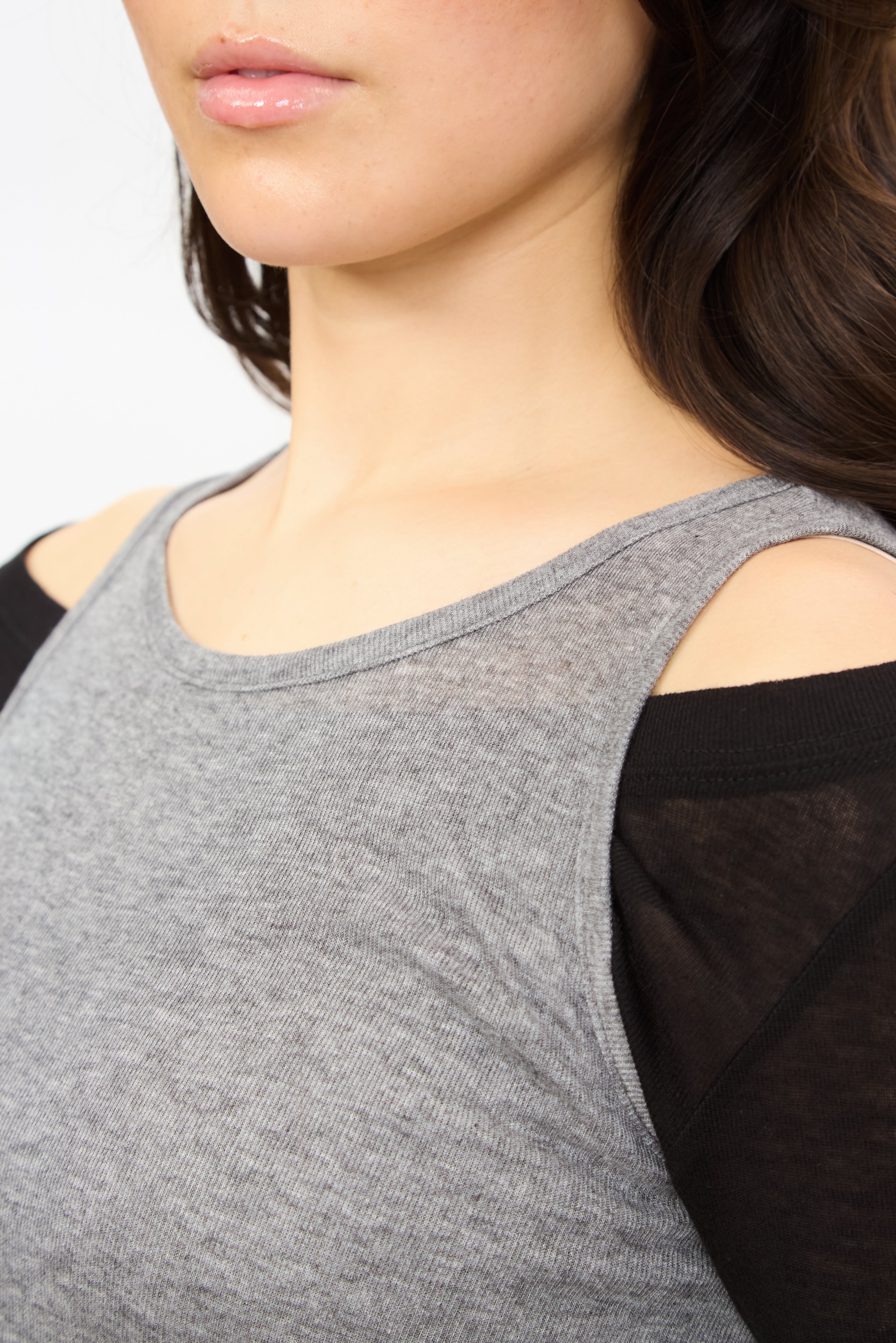 Black and grey jersey tank layered top_3