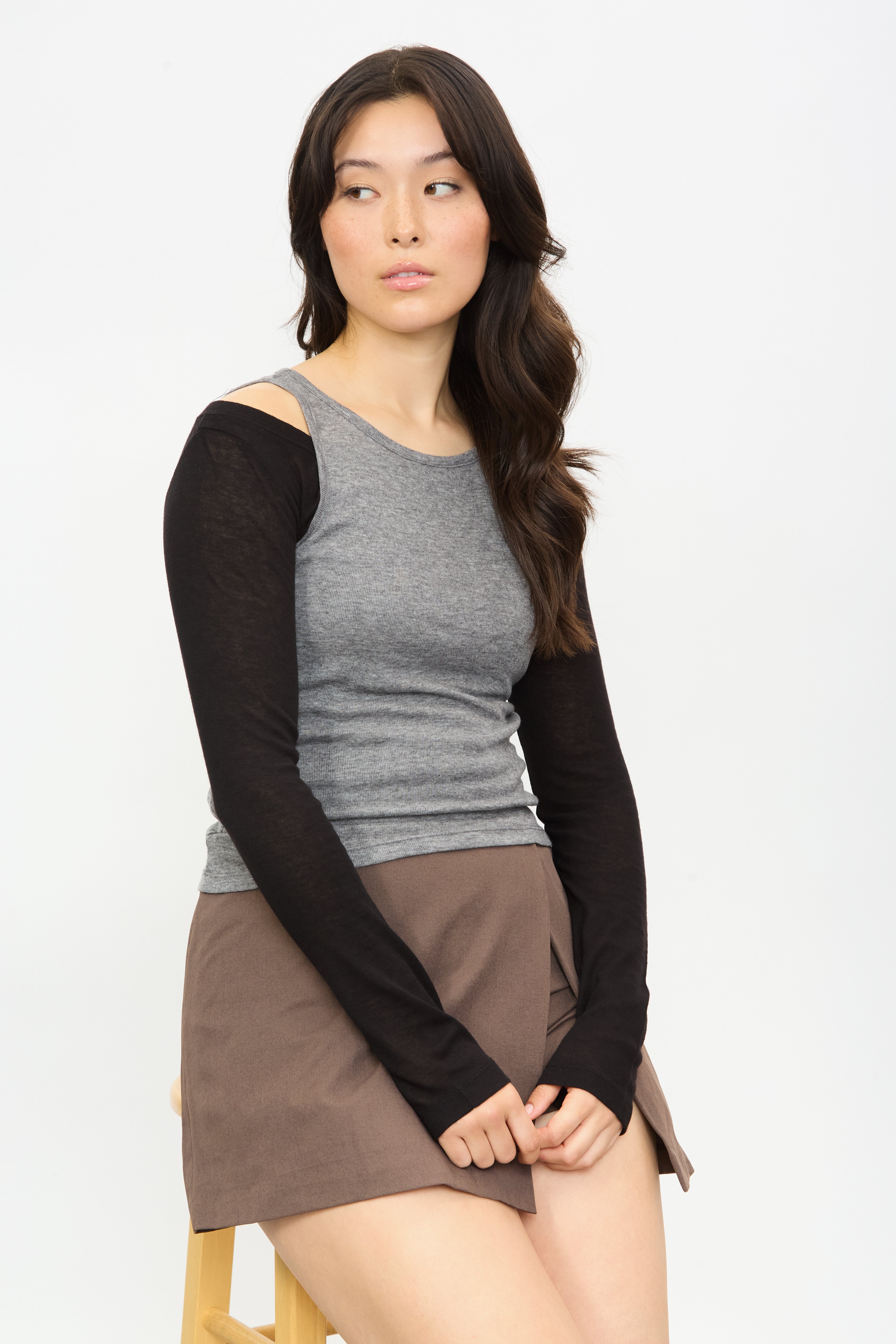 Black and grey jersey tank layered top_5