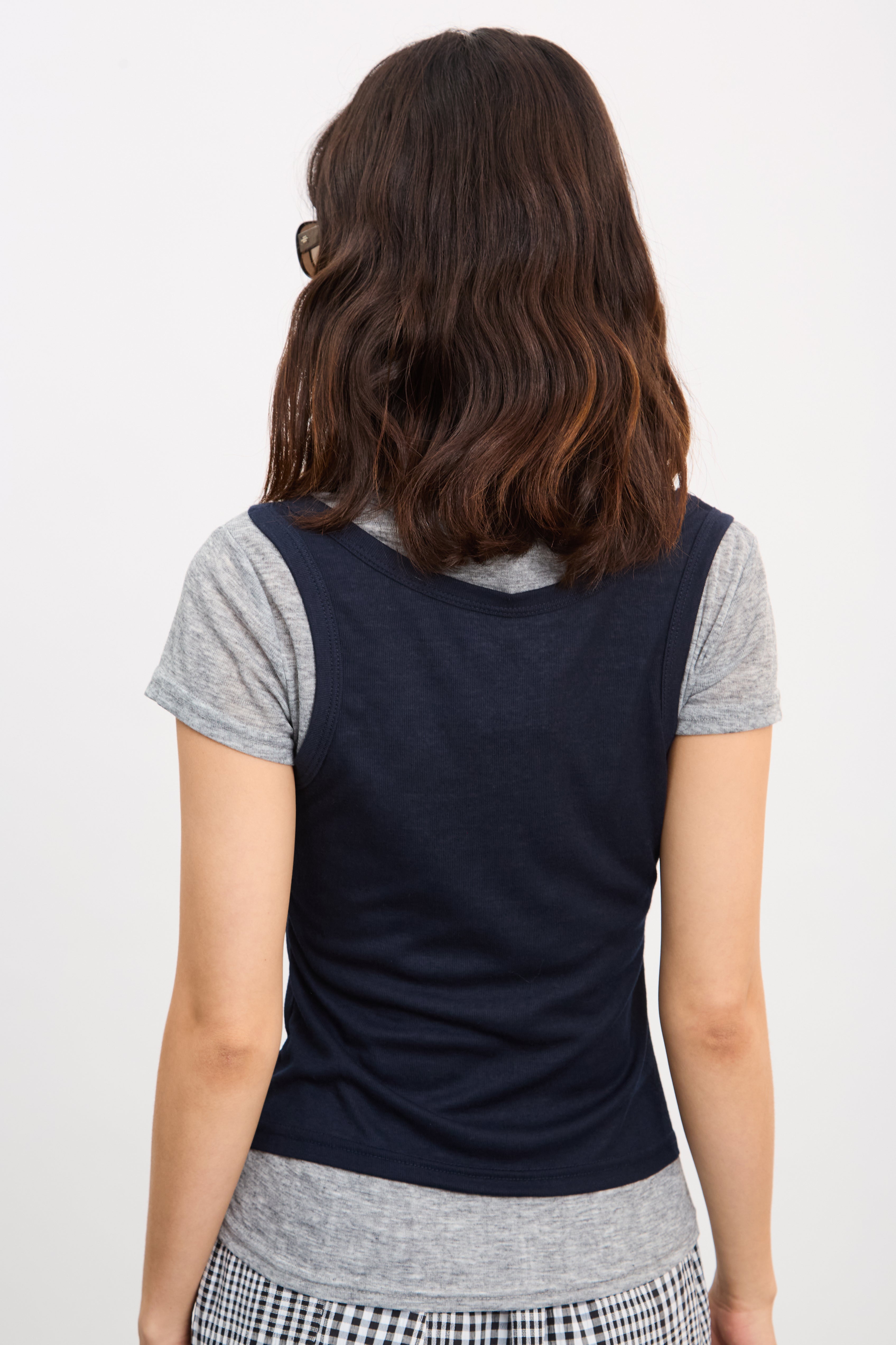 Black and grey tank layered tee T-shirt_2