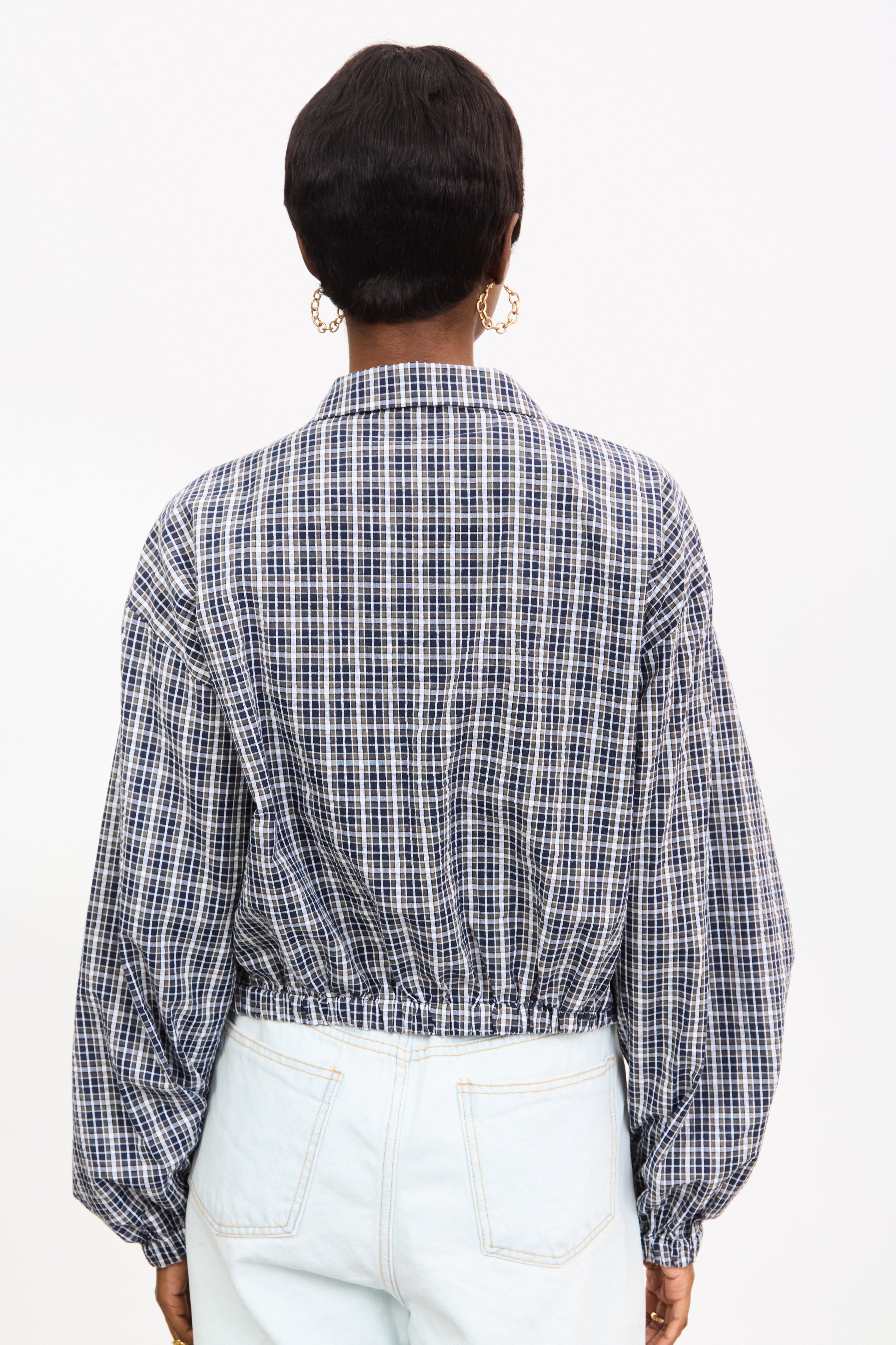 Black and ivory checked shirt jacket_2