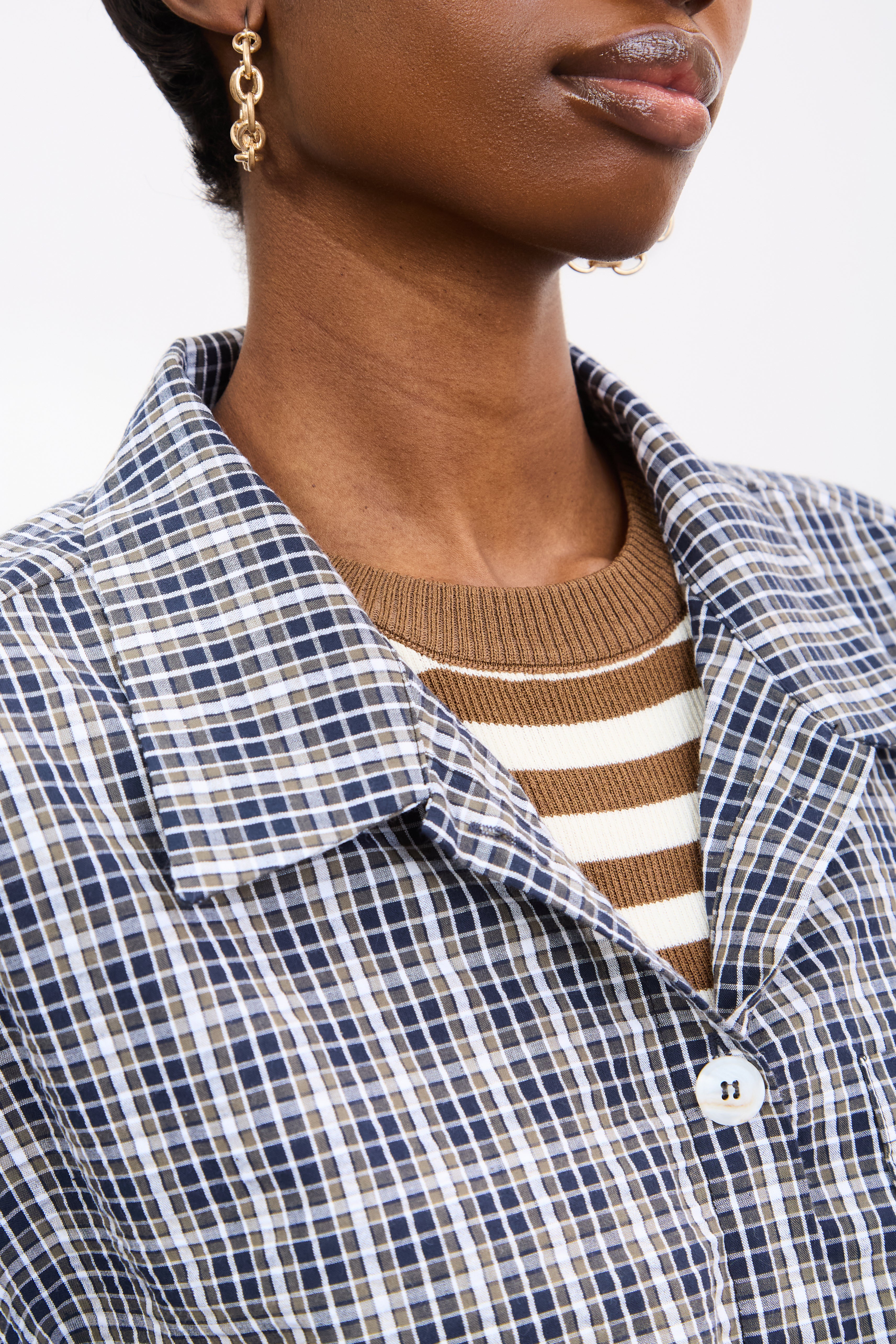 Black and ivory checked shirt jacket_4