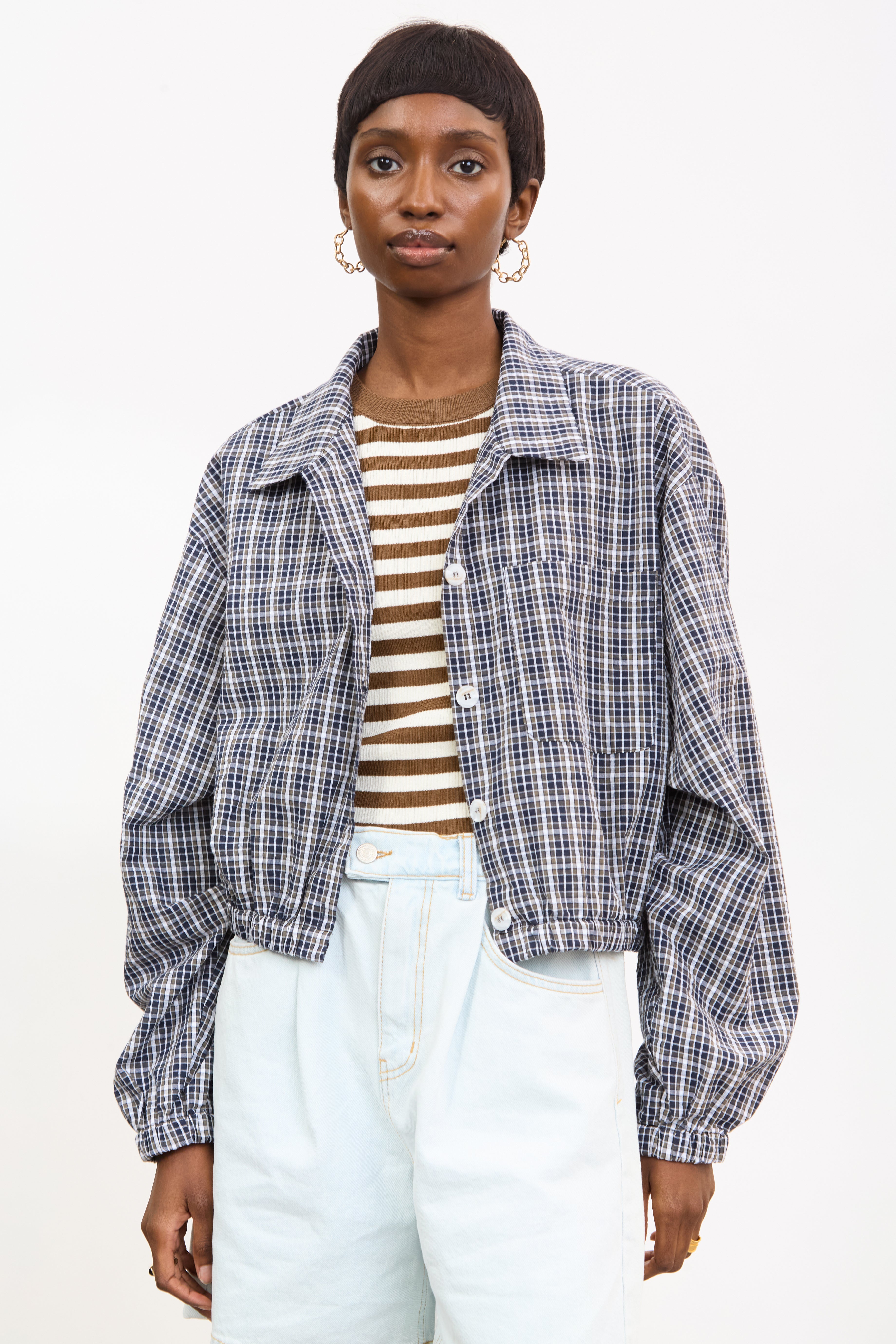 Black and ivory checked shirt jacket_3