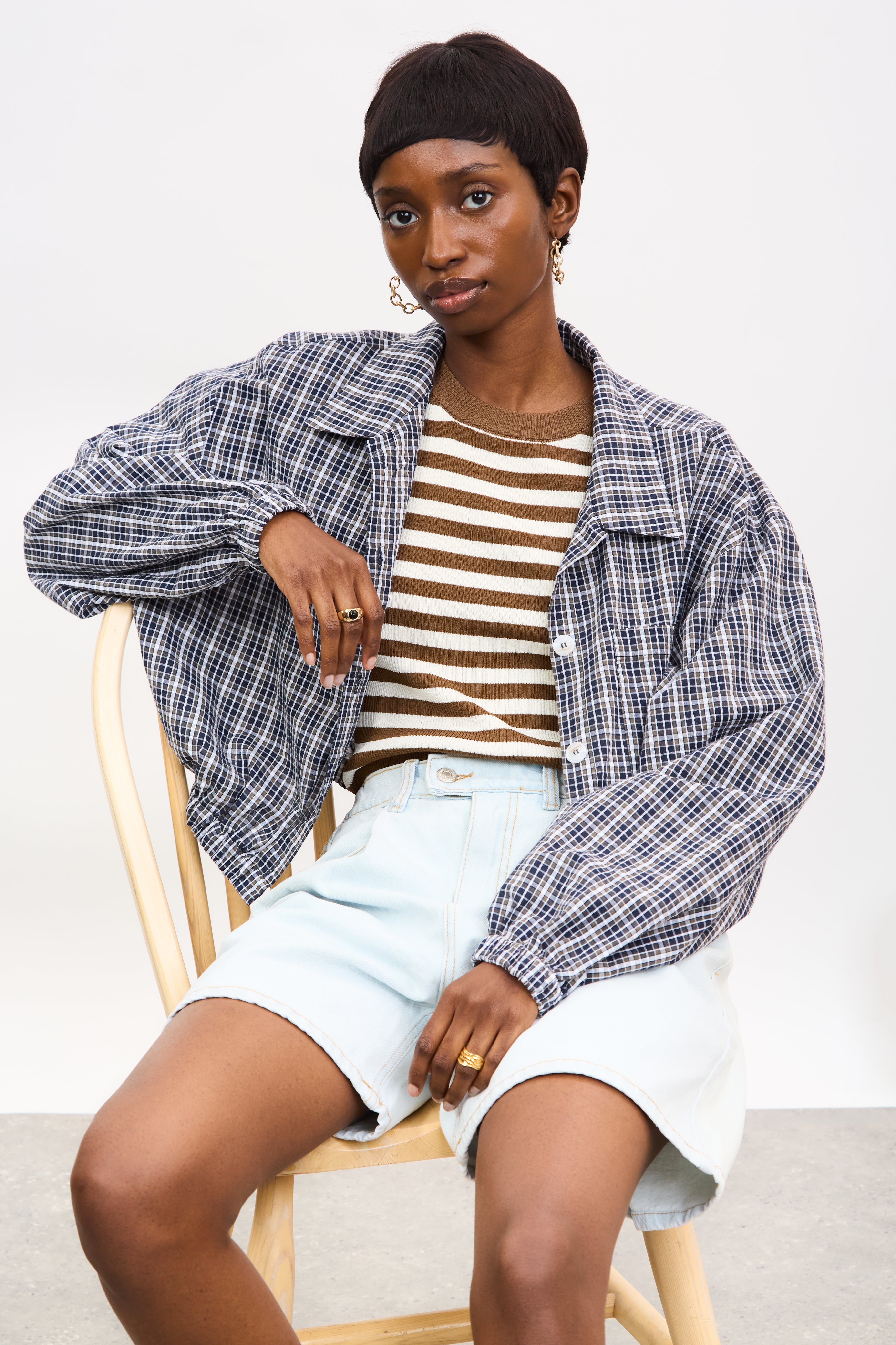 Black and ivory checked shirt jacket_6