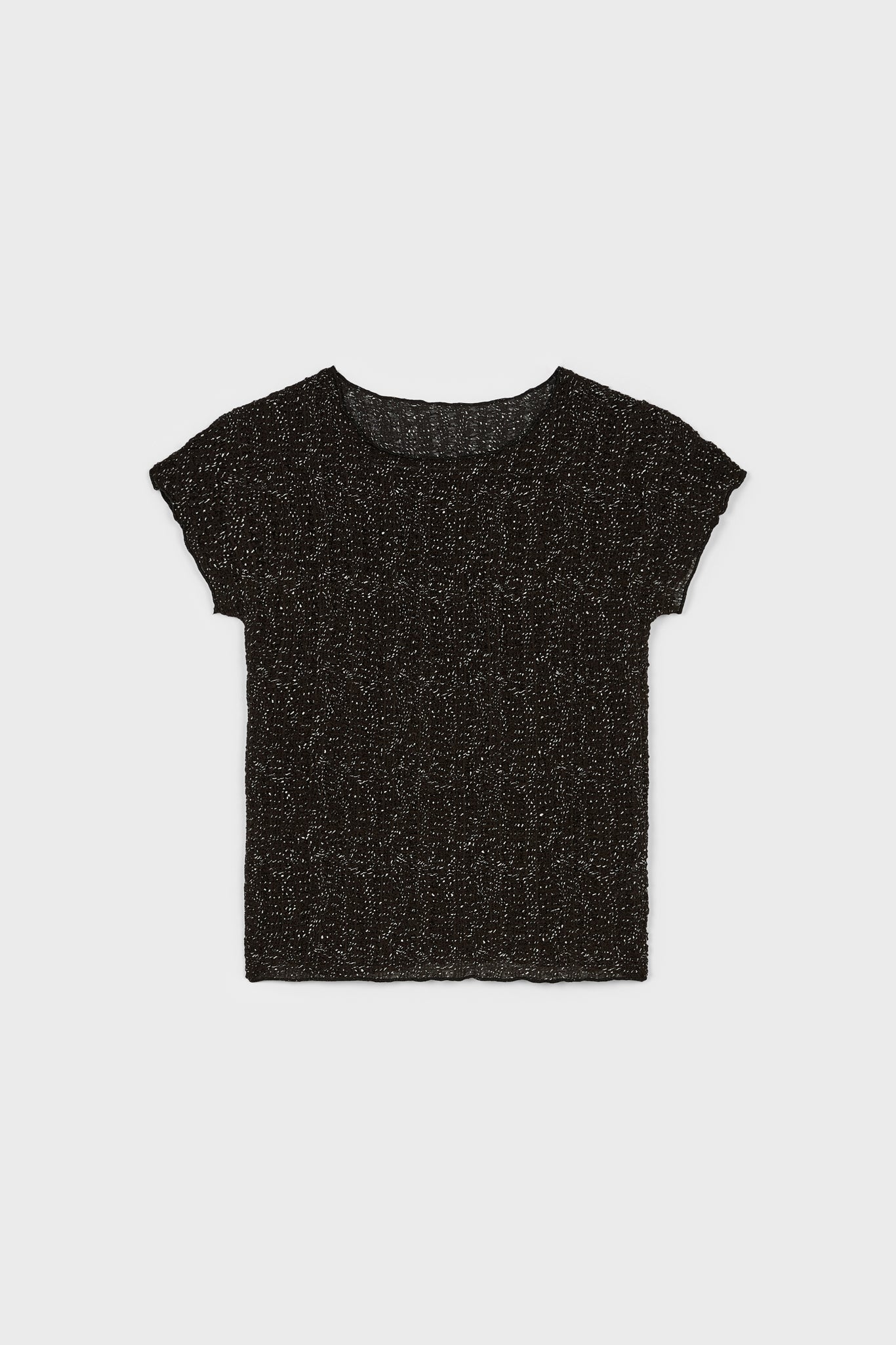 Black and ivory flecked scrunched tee_1