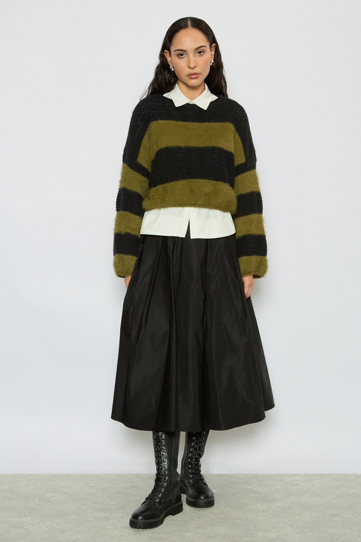 Black and khaki fuzzy stripe jumper_5