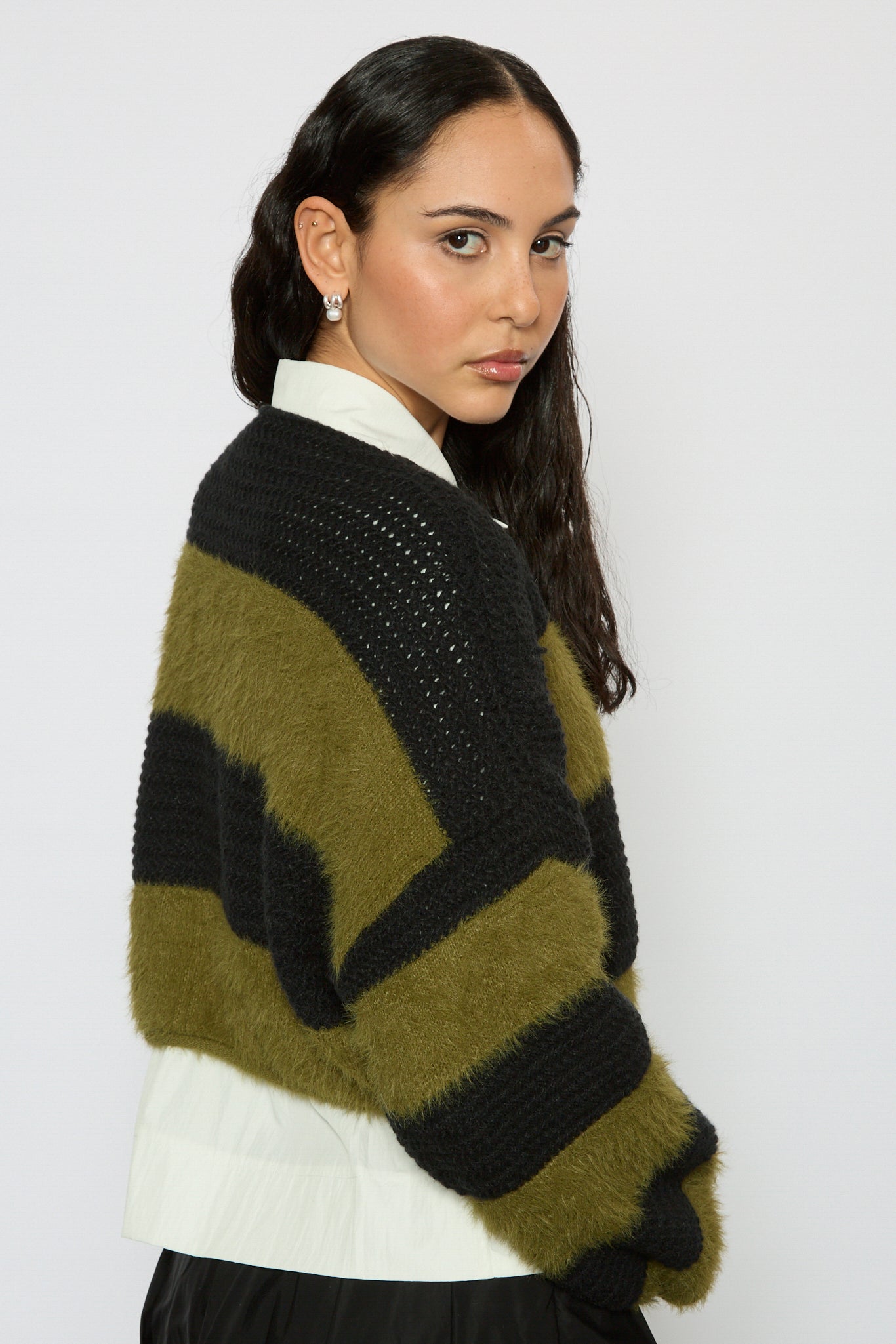 Black and khaki fuzzy stripe jumper_3