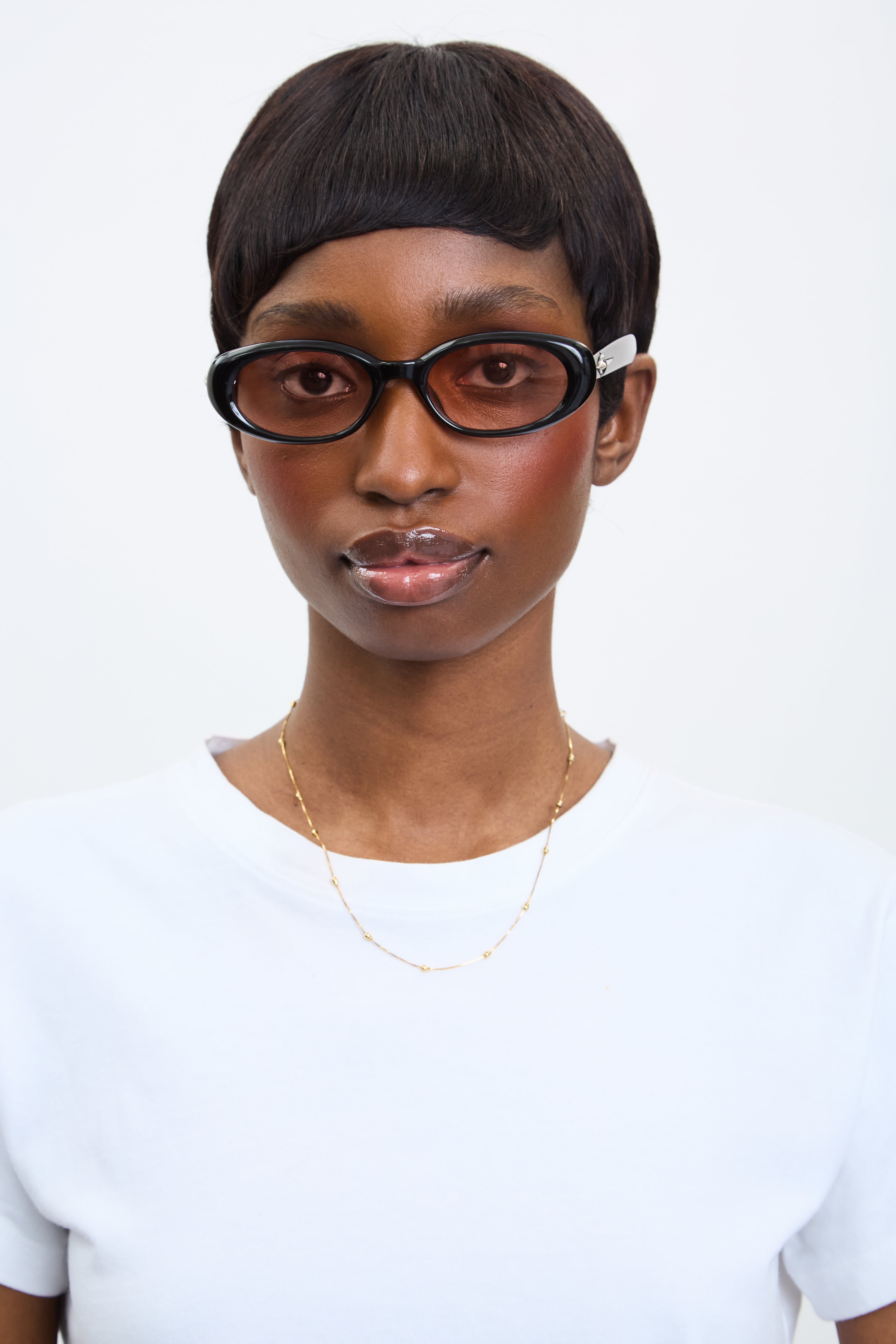 Black and pink lens slim wide frame sunglasses_3