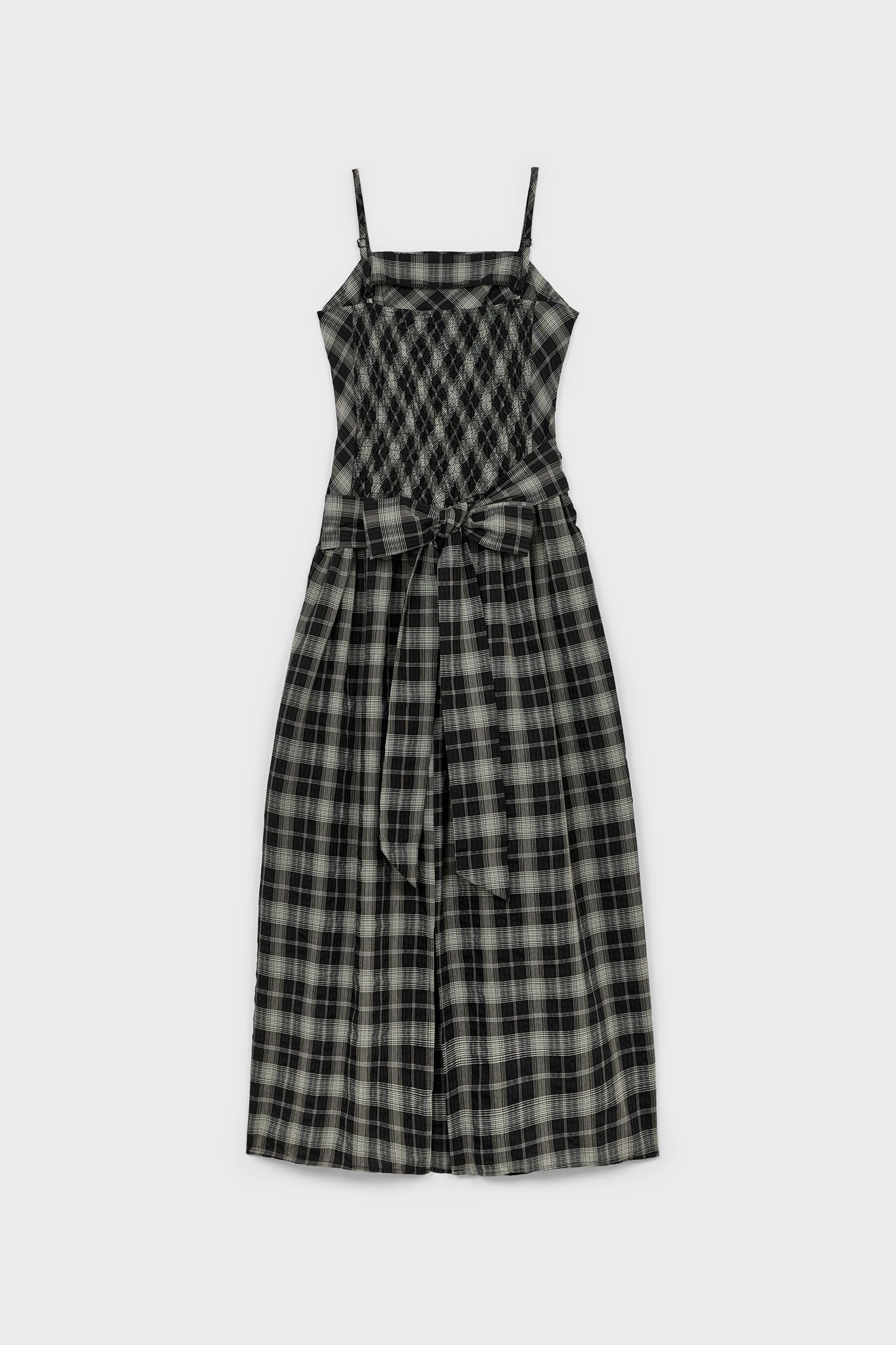 Black and white checked strappy tie back dress_2