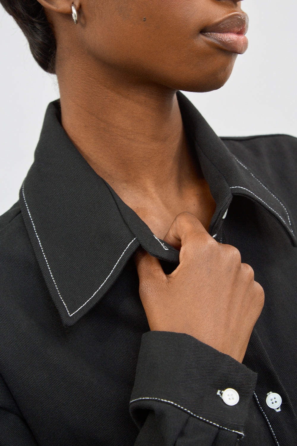 Black and white contrast stitch boiler suit_5