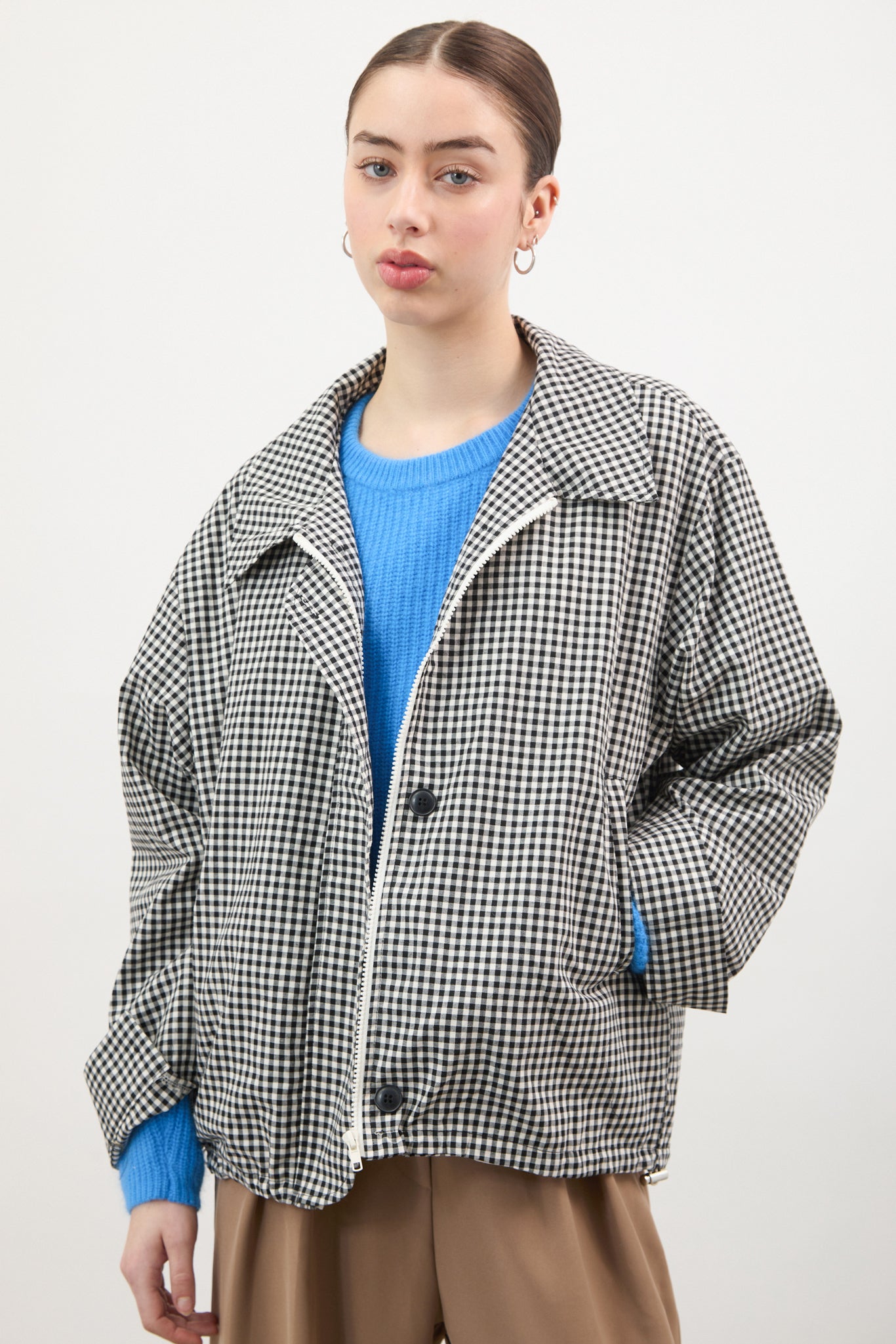 Black and white gingham collared jacket_2
