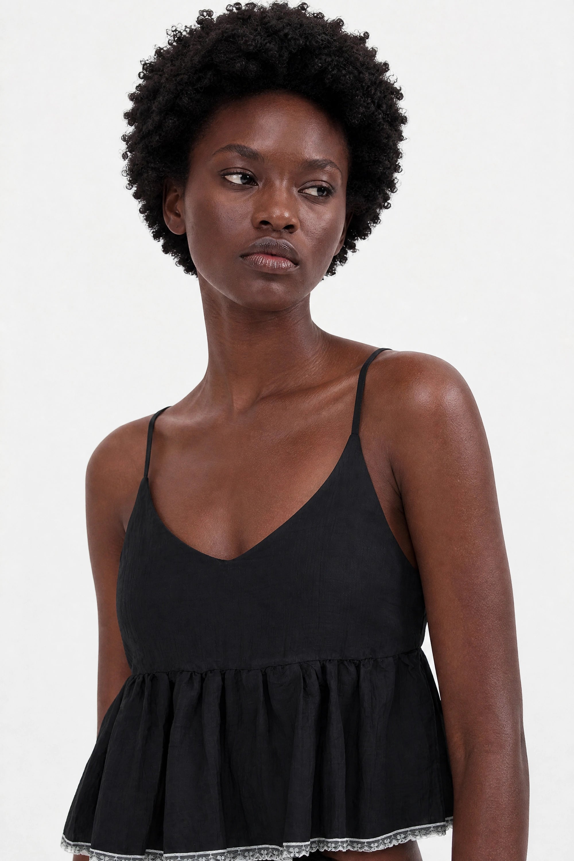 Black and white lace trimmed silky tank_3
