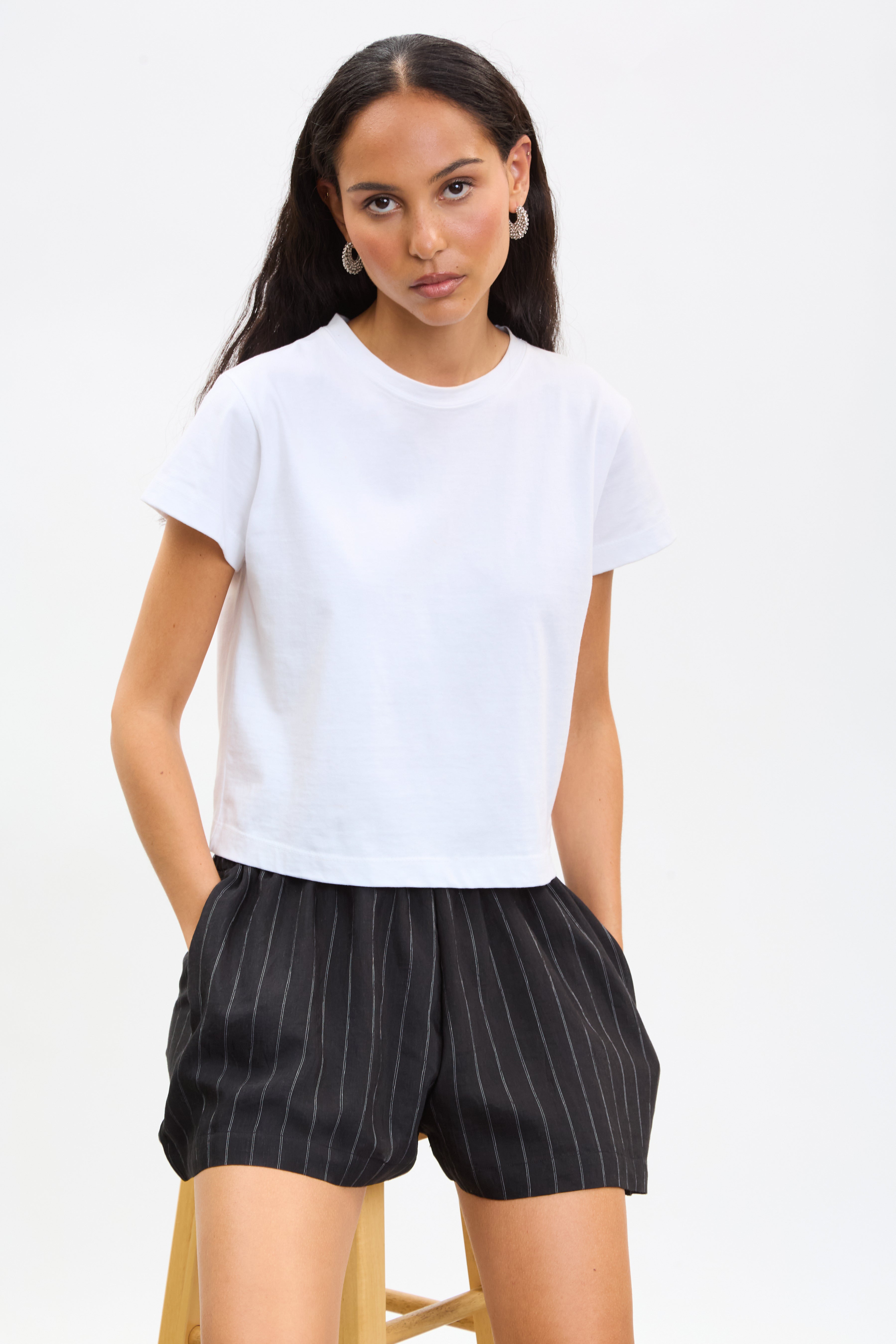 Black and white pinstripe shorts_5