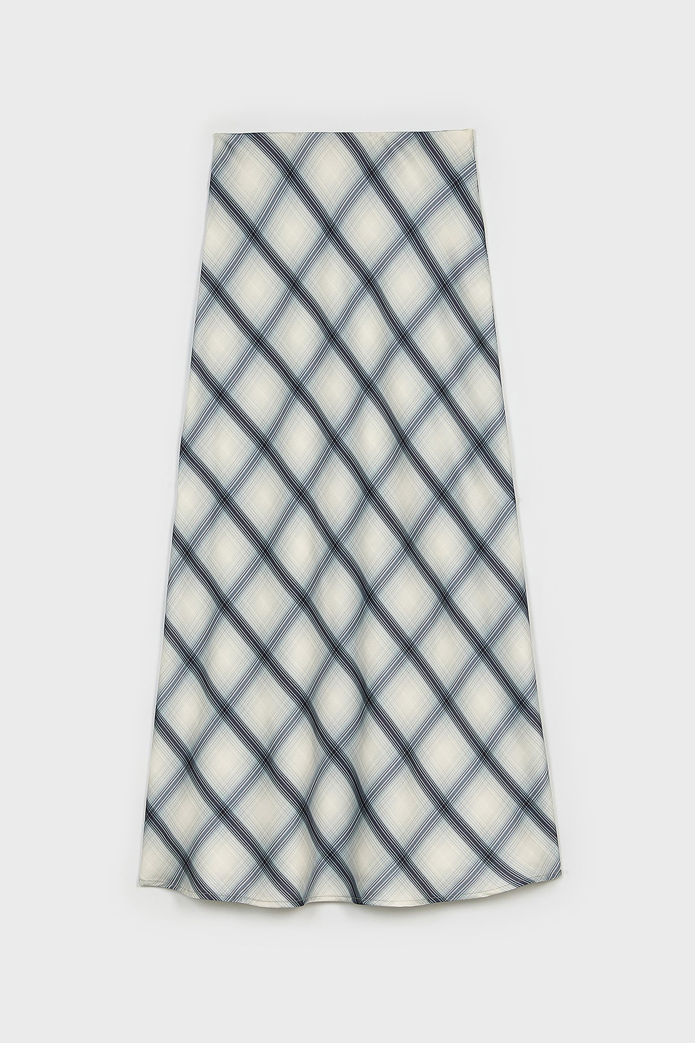 Black and white plaid satin touch skirt_1
