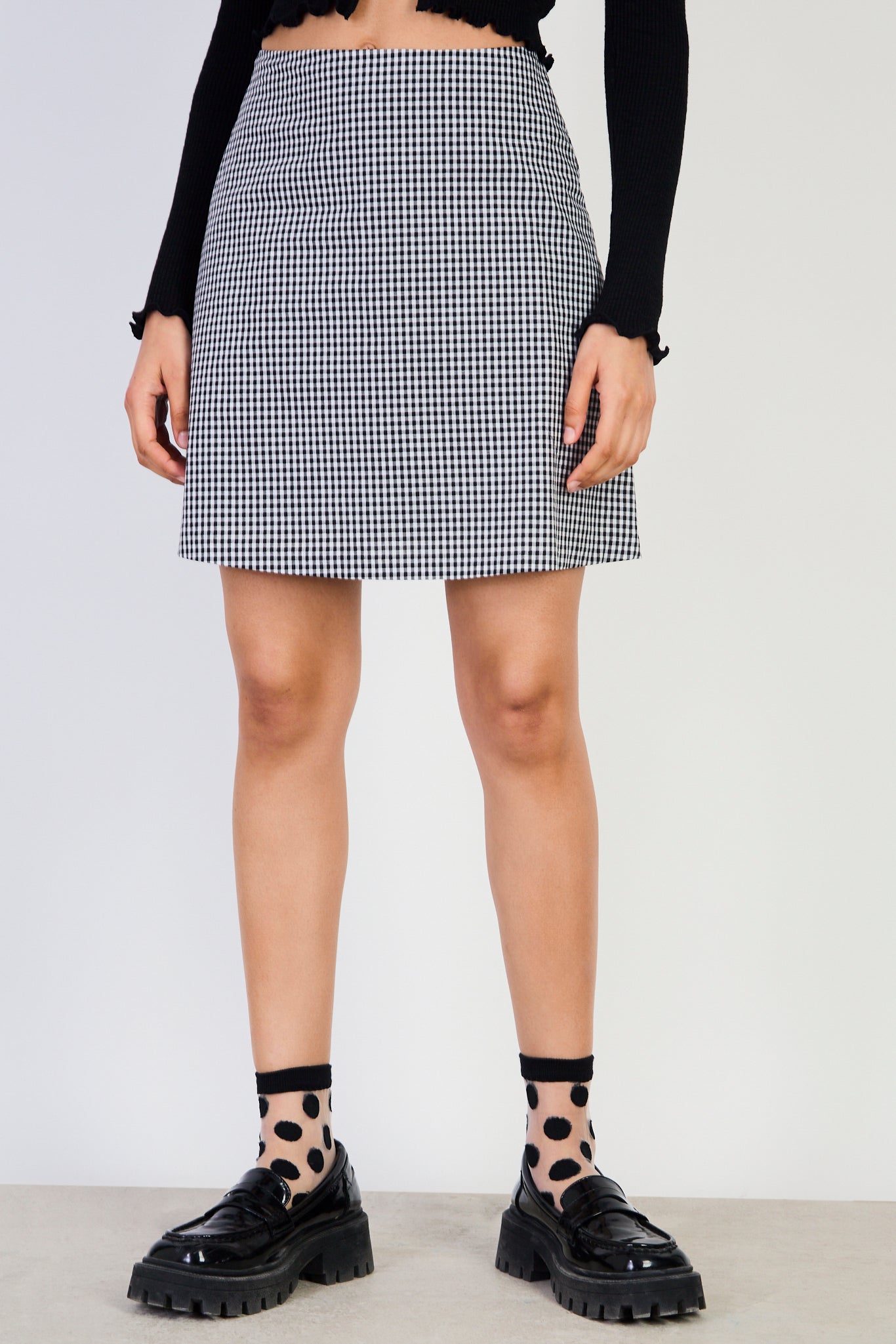 Black and white small gingham skirt_1