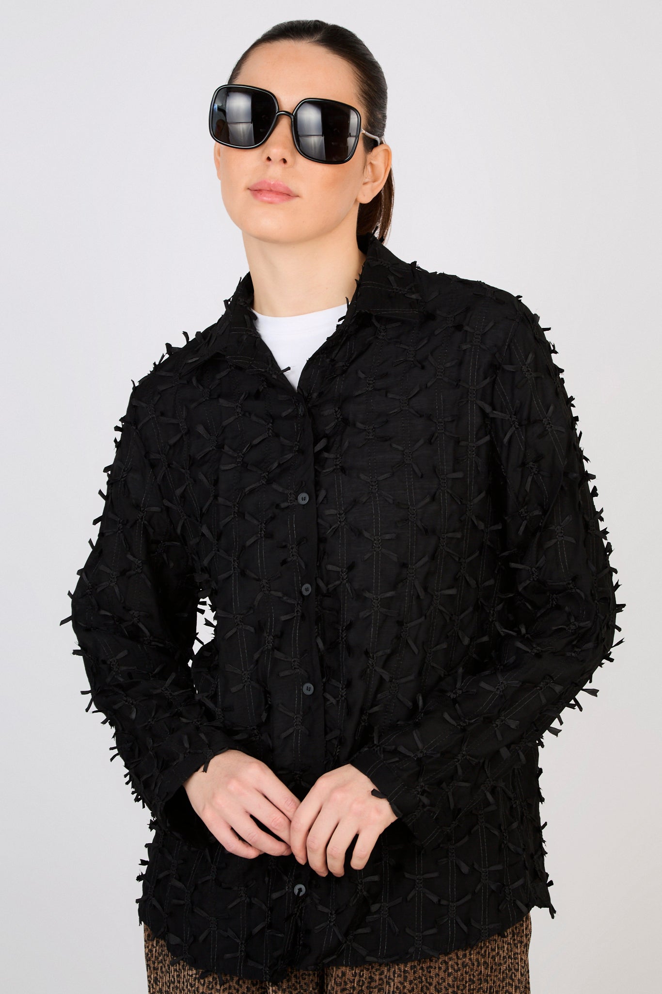 Black bowties shirt blouse_1