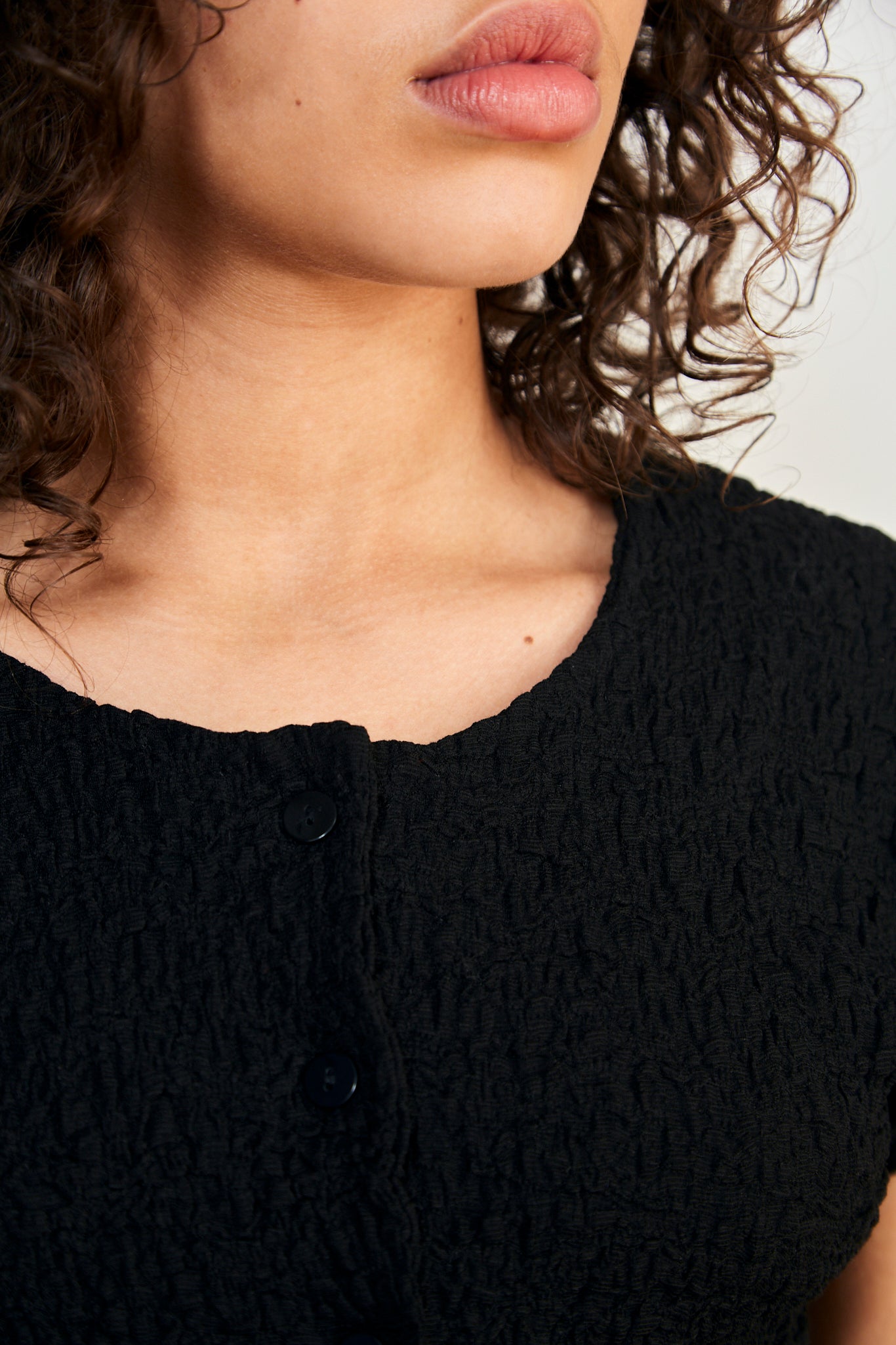 Black button front short sleeved top_3