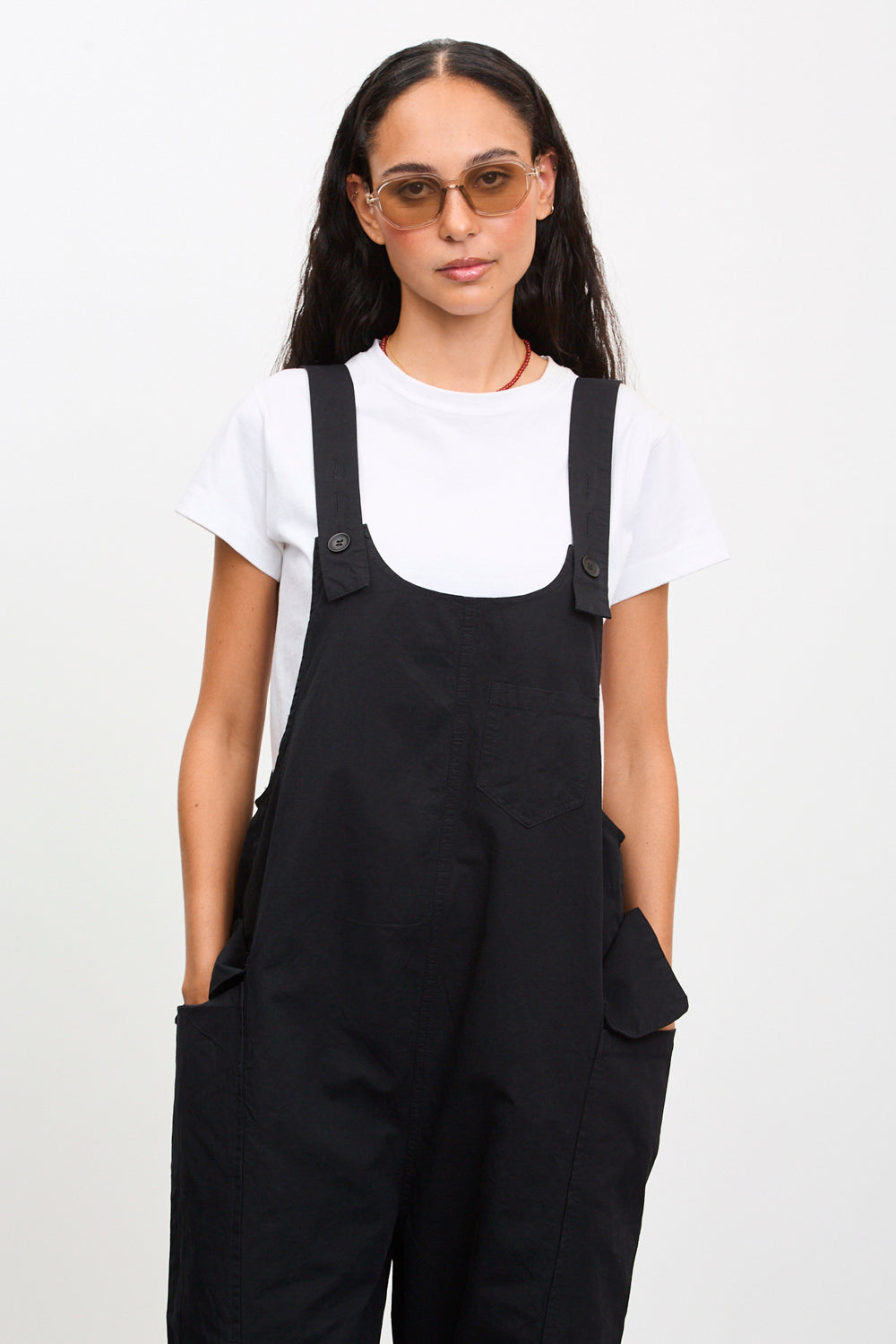 Black button strap dungerees_1