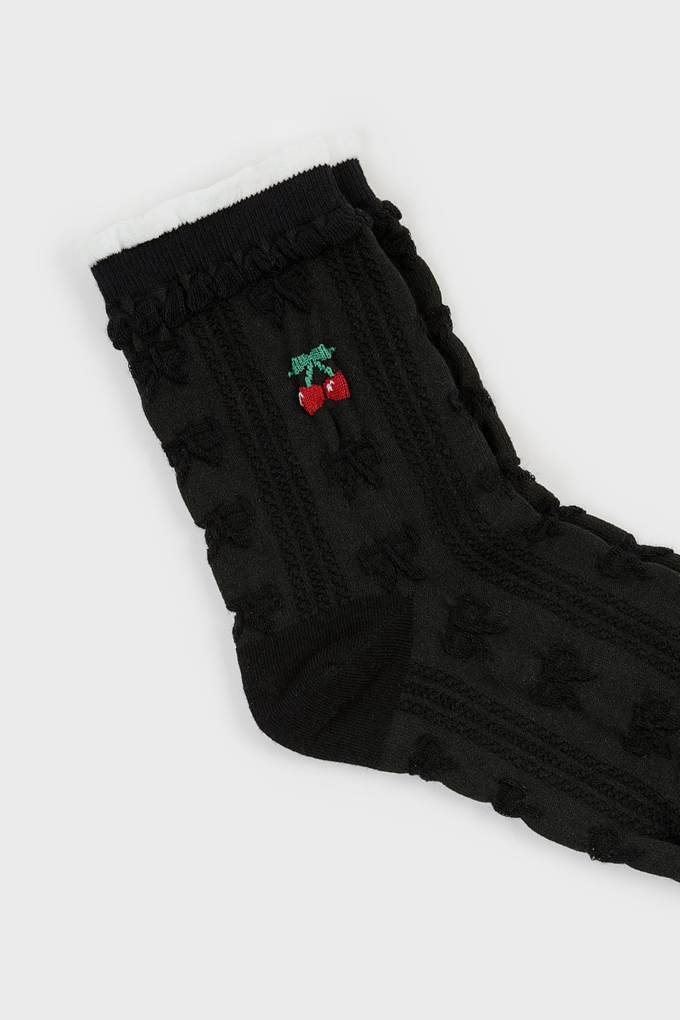 Black cherry lace ribbon socks_4