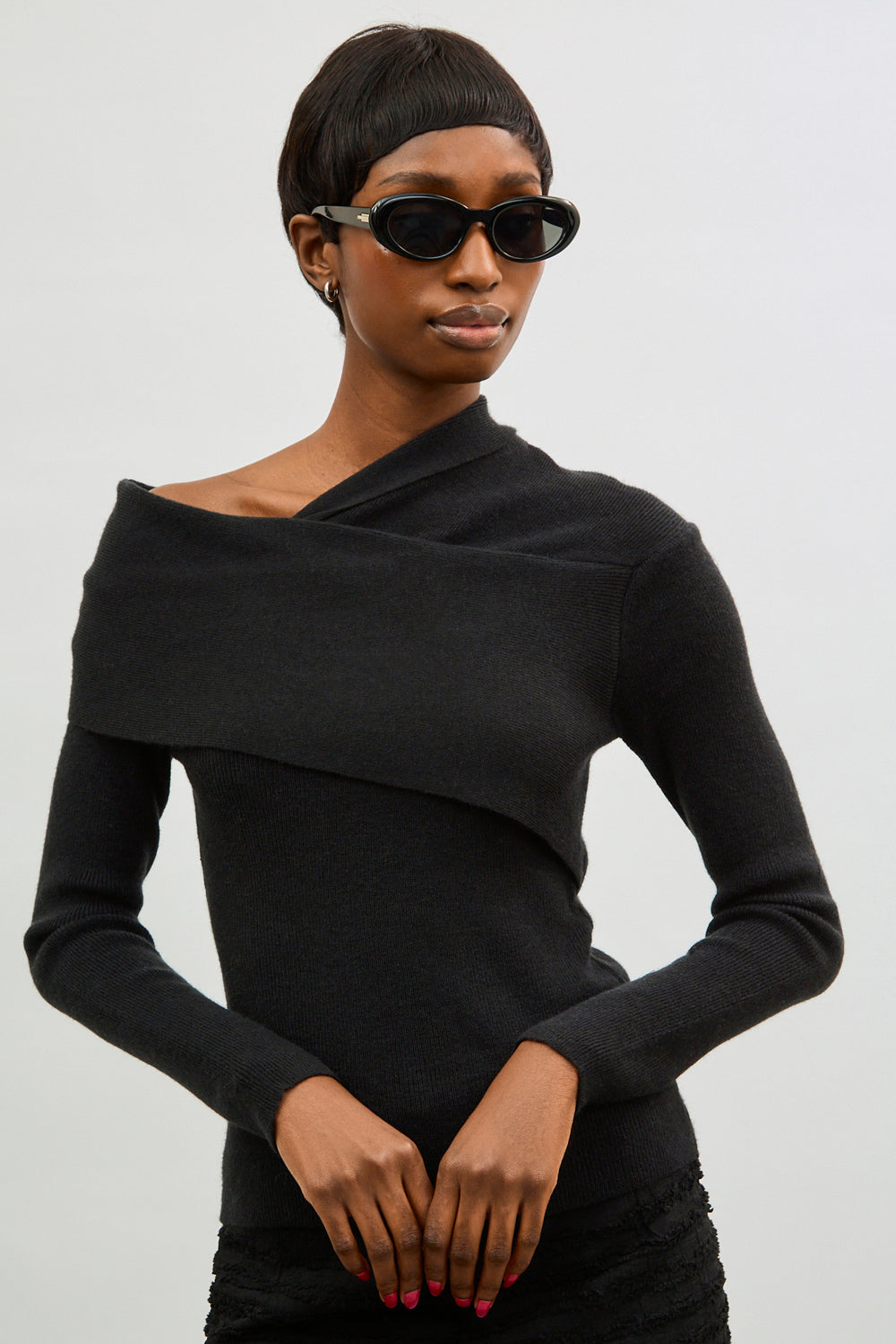 Black cross over off the shoulder top_1