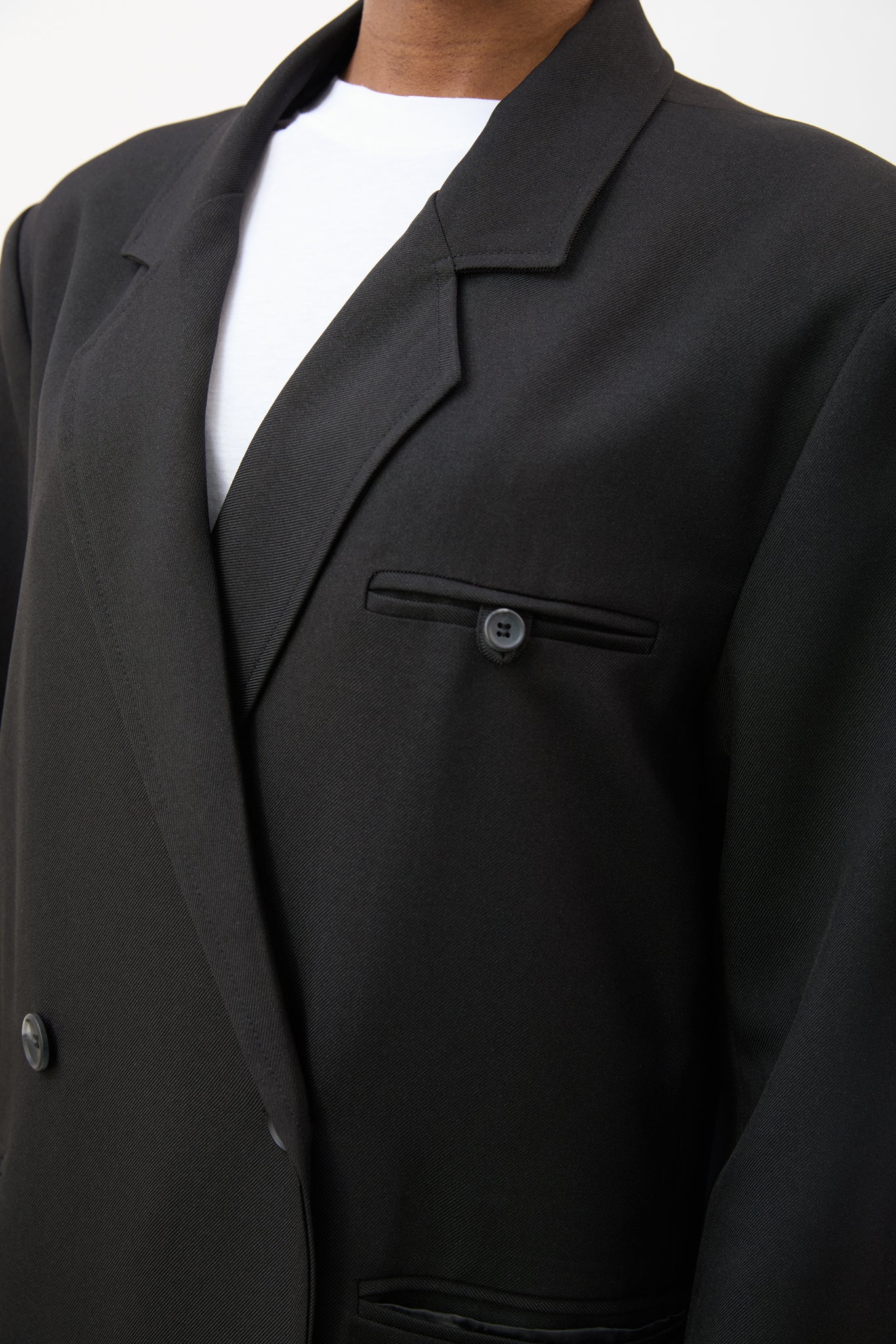 Black double breasted tailored coat jacket_6