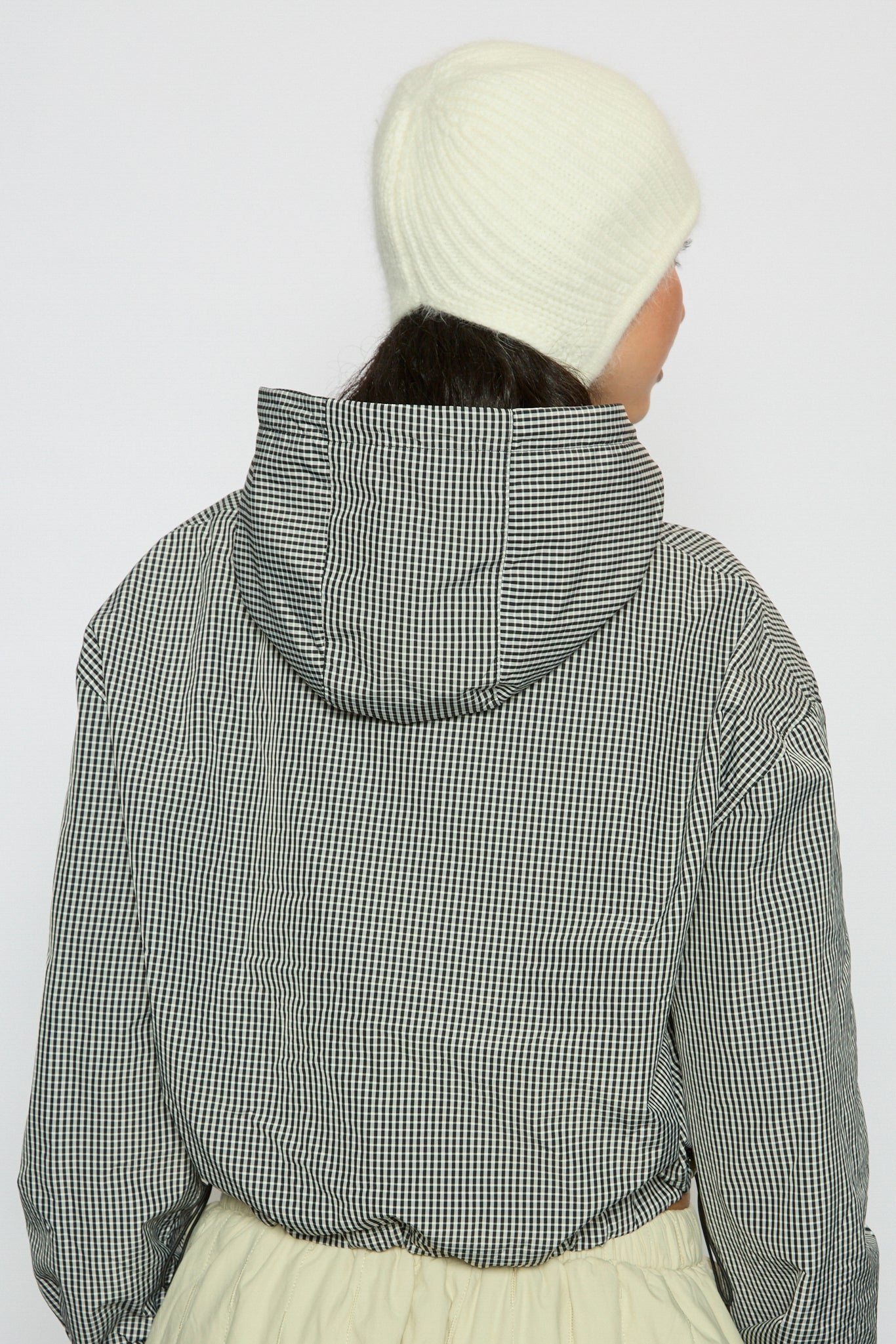 Black gingham hooded jacket_3
