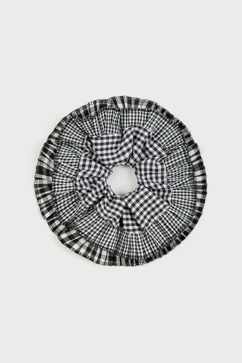 Black gingham on gingham frilly scrunchie_1