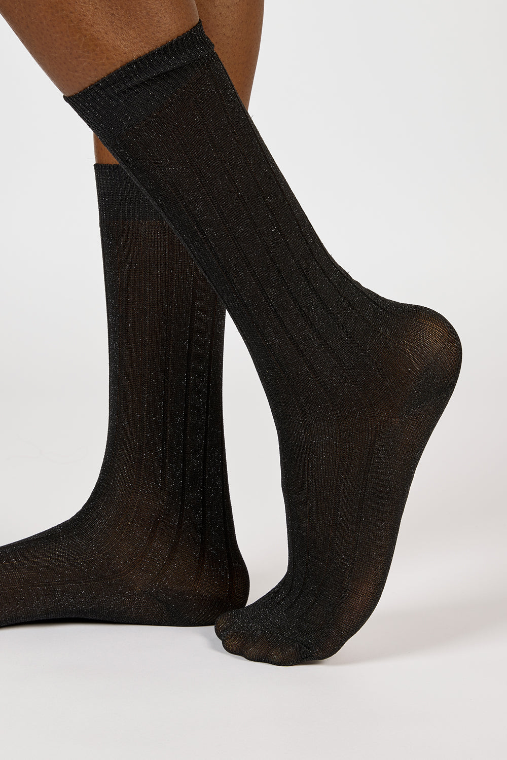 Black glitter long ribbed socks_3