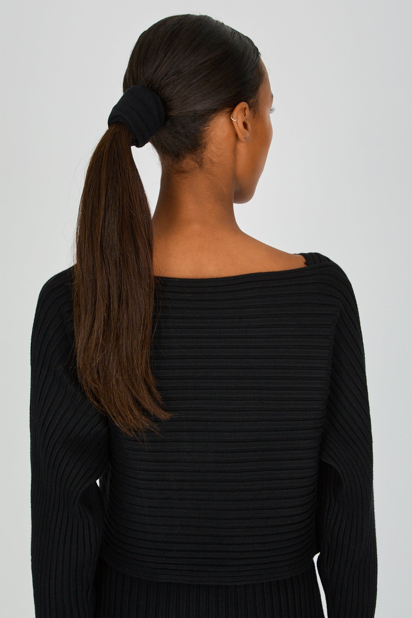Black horizontal knit layered tank knit dress_4
