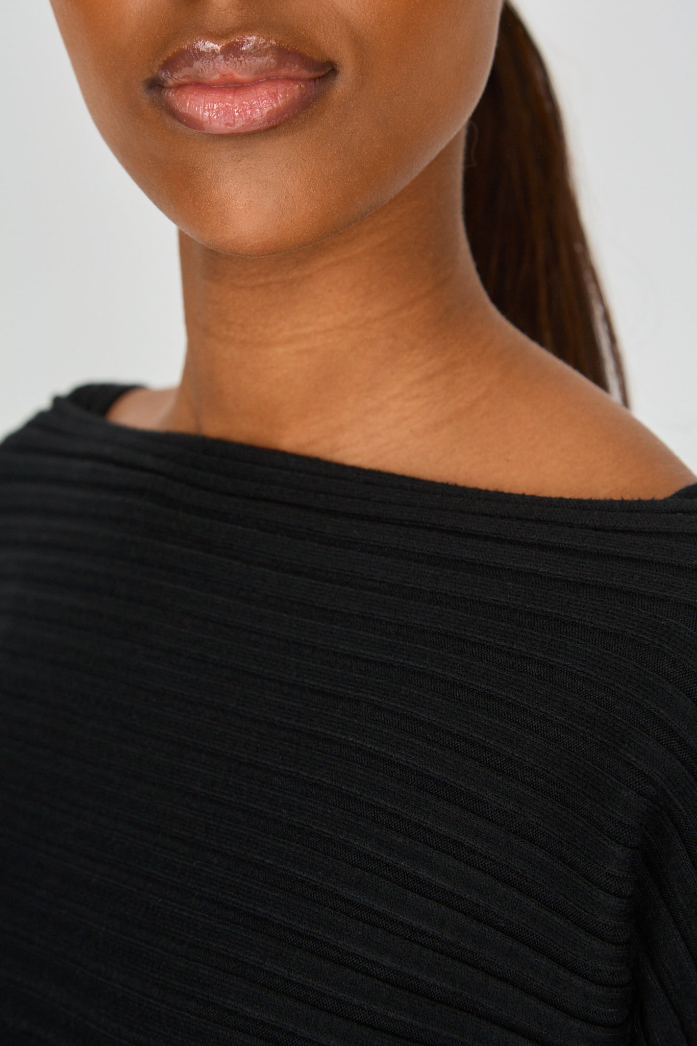 Black horizontal knit layered tank knit dress_5